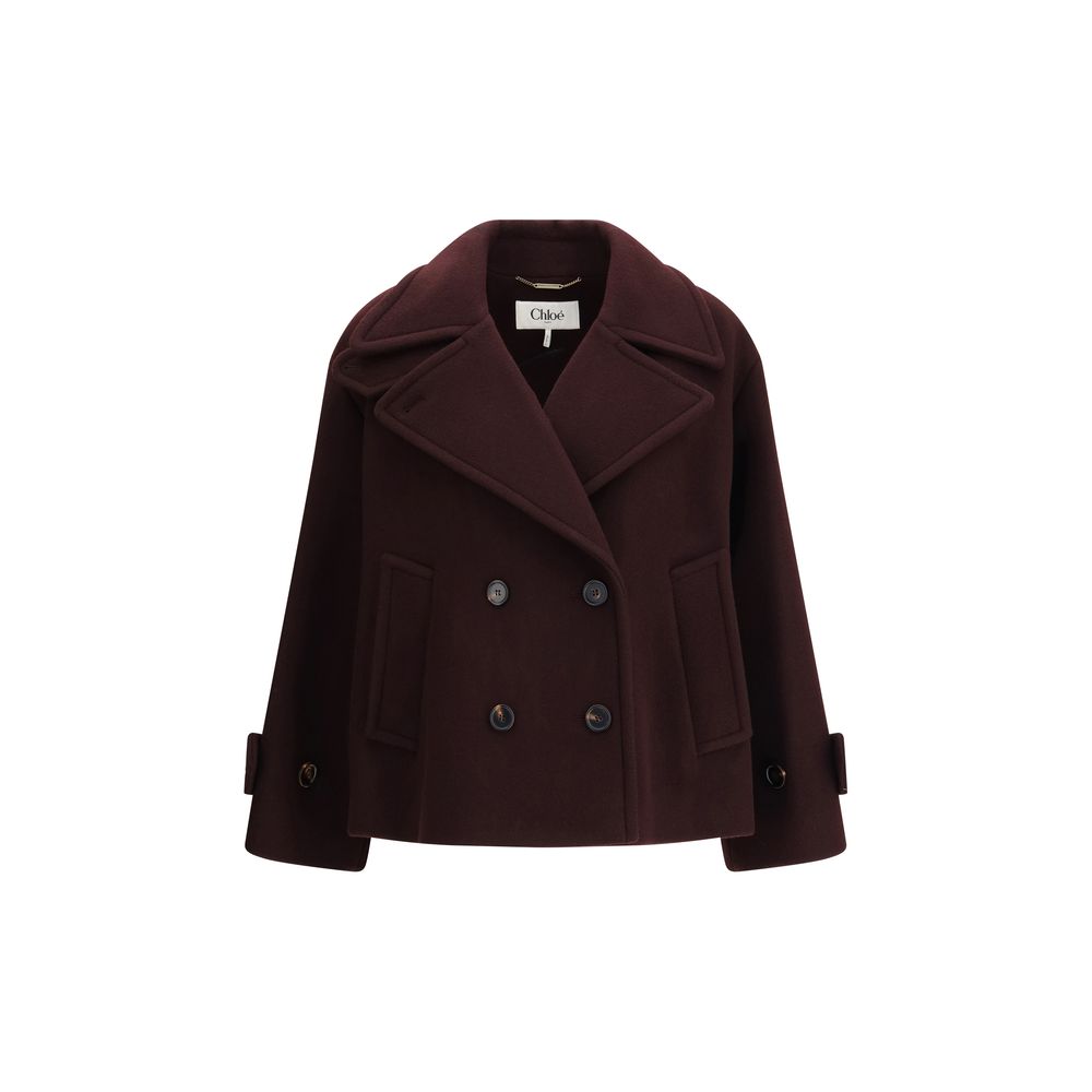 Manteau Chloé en polaire de laine bordeaux