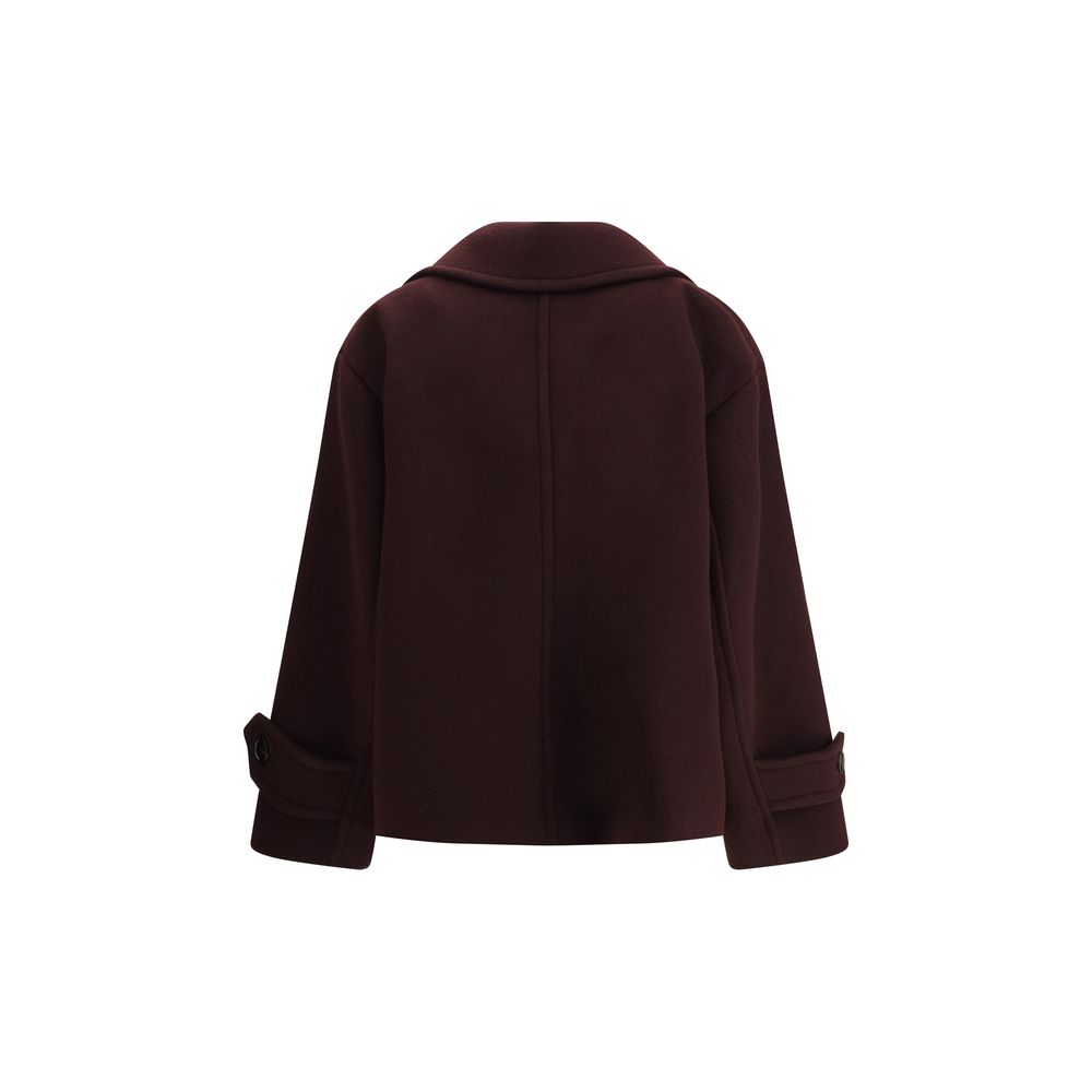 Manteau Chloé en polaire de laine bordeaux