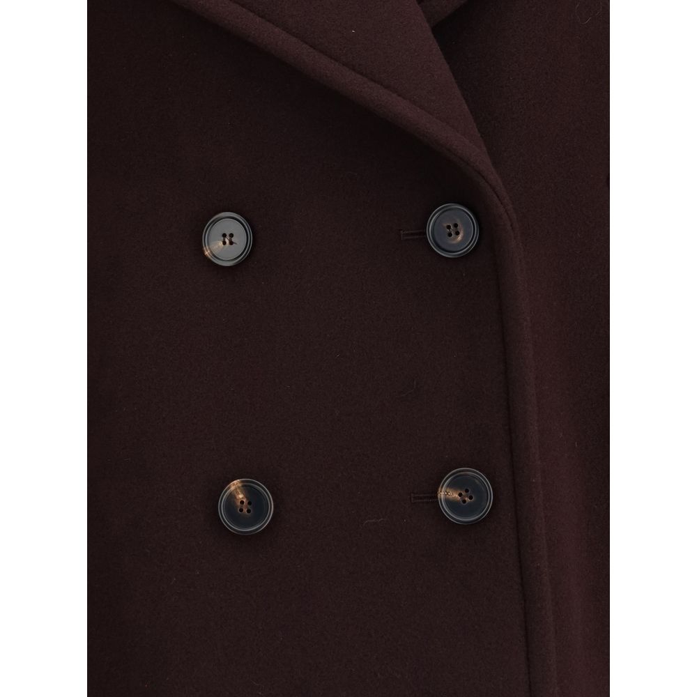Manteau Chloé en polaire de laine bordeaux