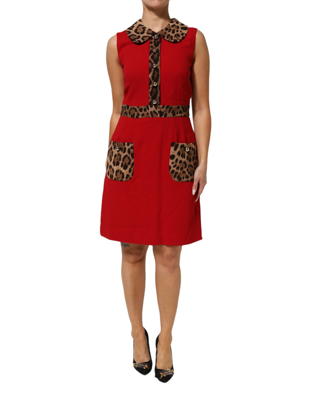 Dolce & Gabbana Red Leopard Viscose Sheath A-line Dress