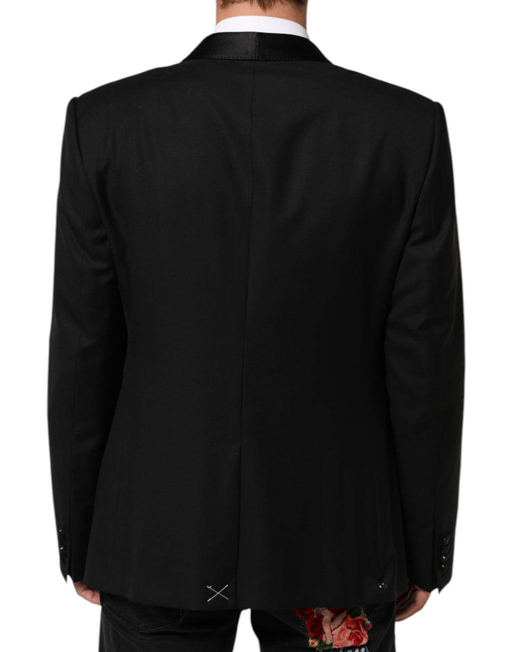 Dolce & Gabbana Blazer de costume pour homme en laine noire, 1 bouton, GOLD