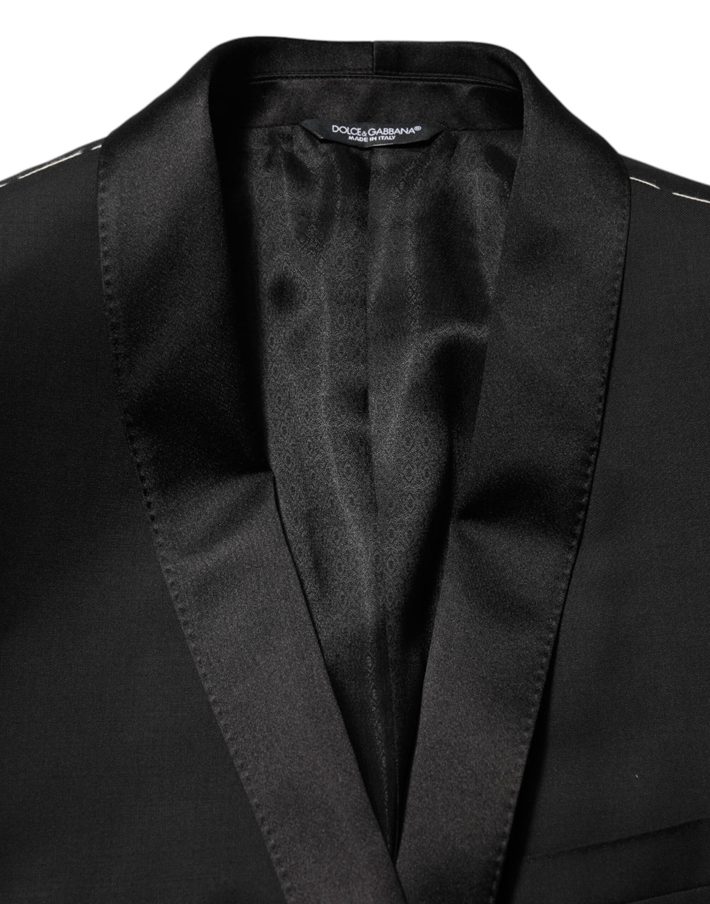 Dolce & Gabbana Blazer de costume pour homme en laine noire, 1 bouton, GOLD