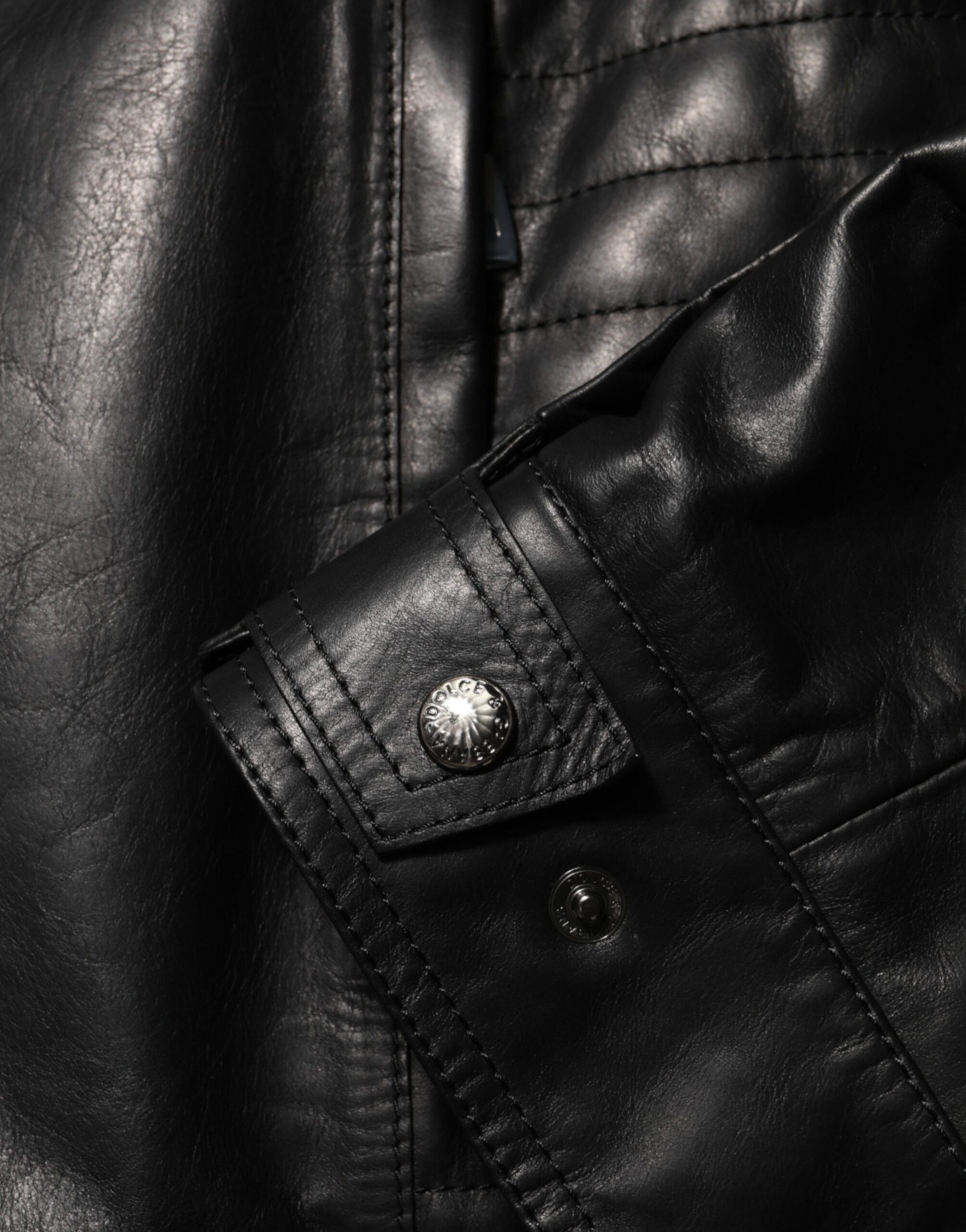 Blouson de motard Dolce & Gabbana en cuir noir zippé