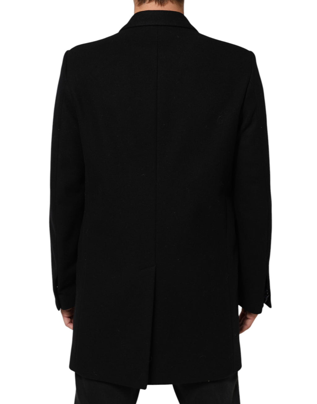 Manteau trench homme Dolce & Gabbana en laine noire boutonné