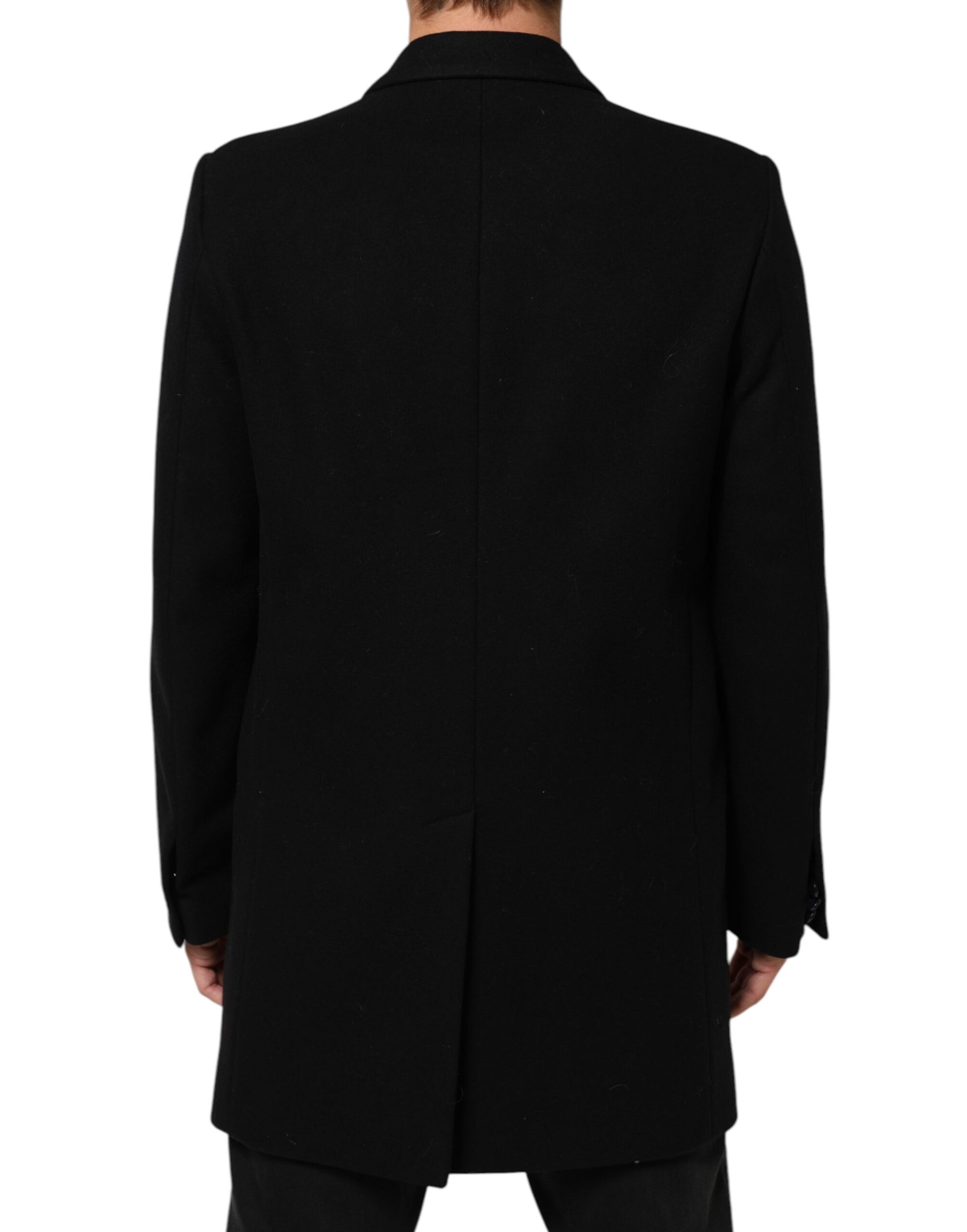 Manteau trench homme Dolce & Gabbana en laine noire boutonné