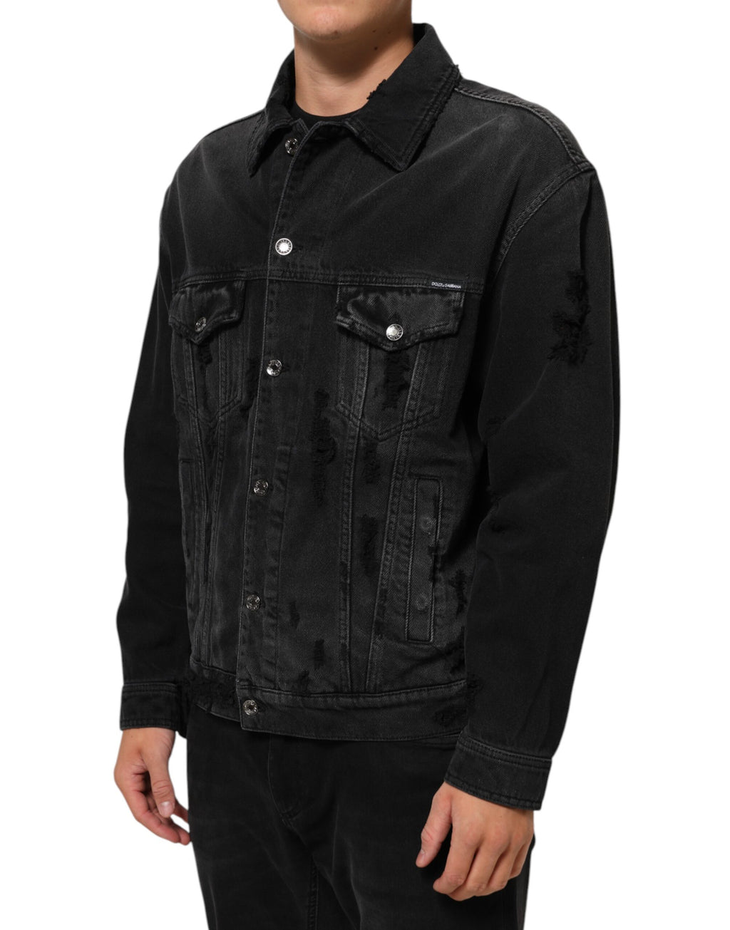 Dolce & Gabbana Black Denim Jackets for Men detail view