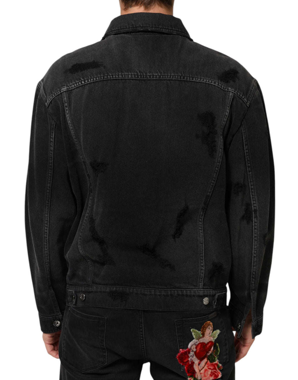 Dolce & Gabbana Black Denim Jackets for Men side view