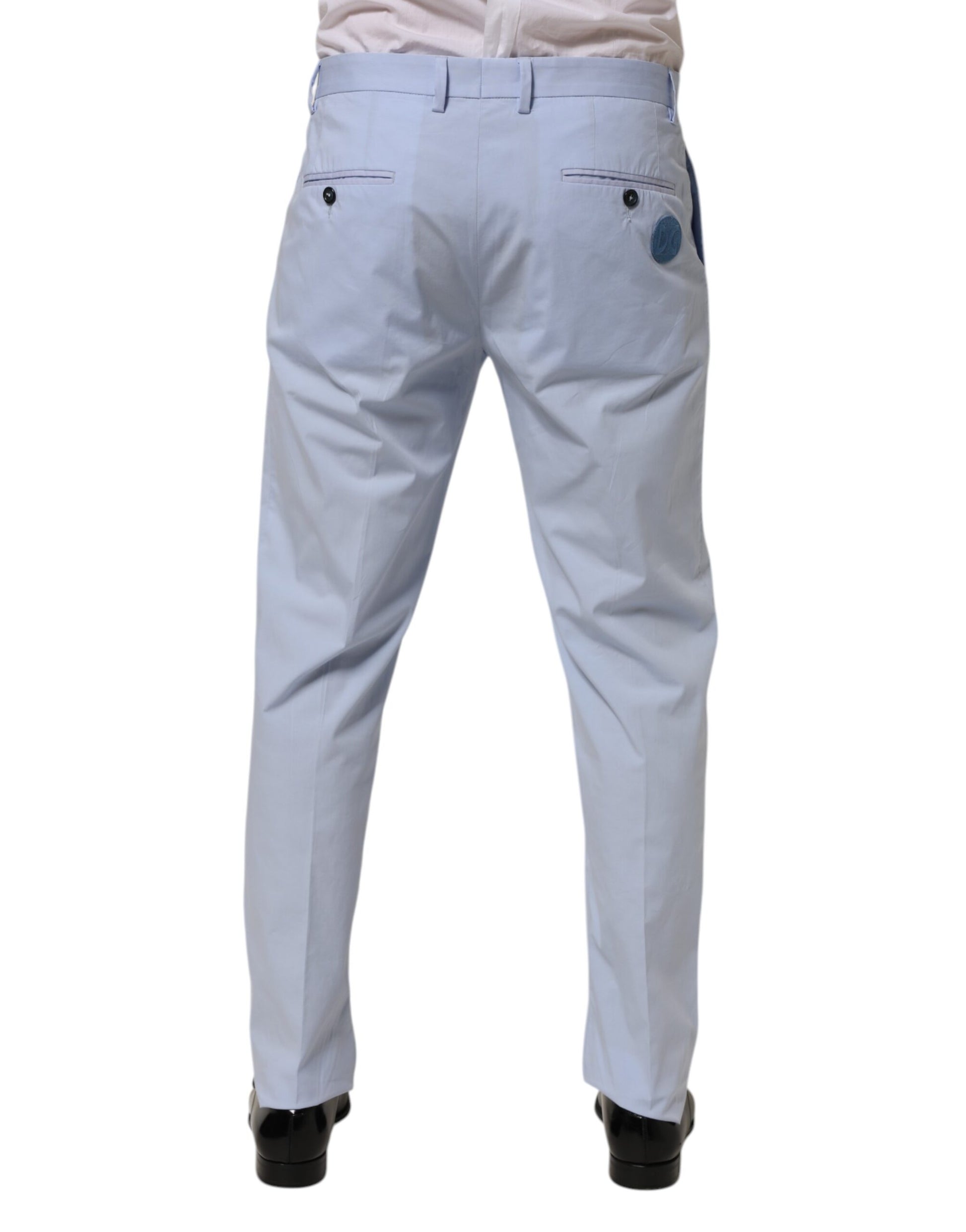 Dolce & Gabbana Light Blue Cotton Stretch Tapered Men Trouser Pants