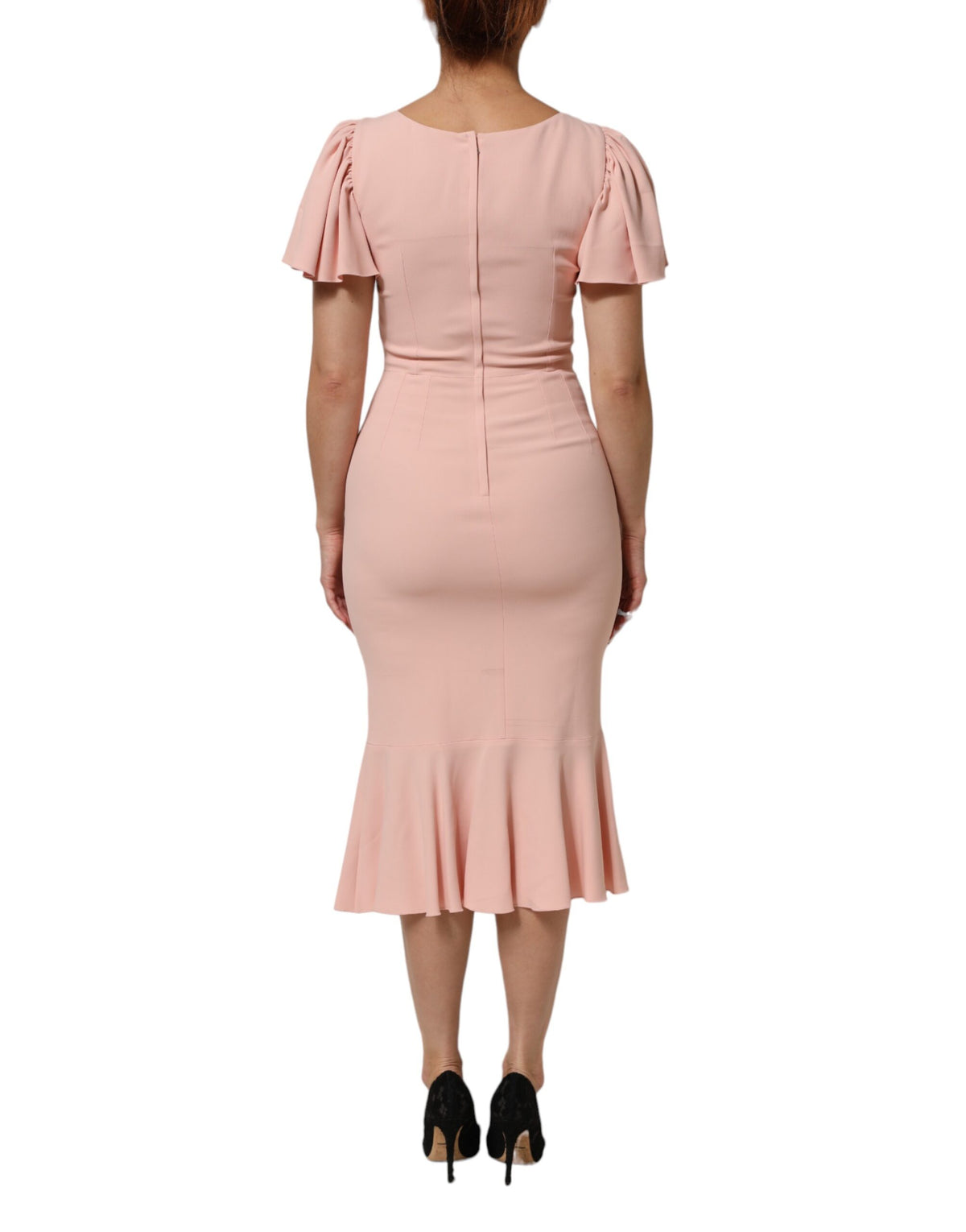 Robe fourreau midi Dolce & Gabbana en viscose rose à manches courtes