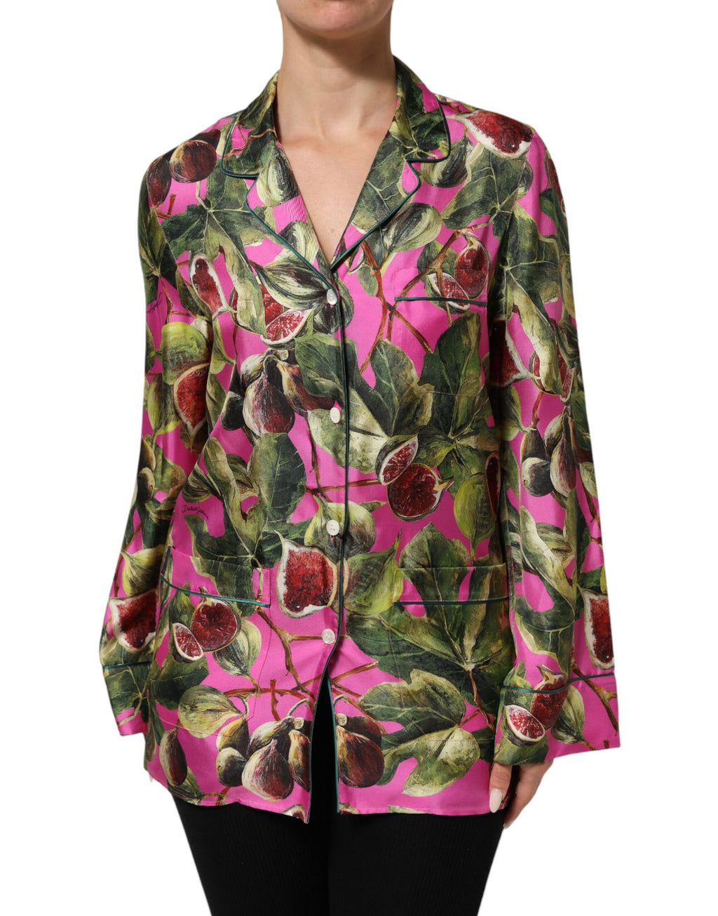 Chemisier en soie imprimé figue rose vif Dolce & Gabbana