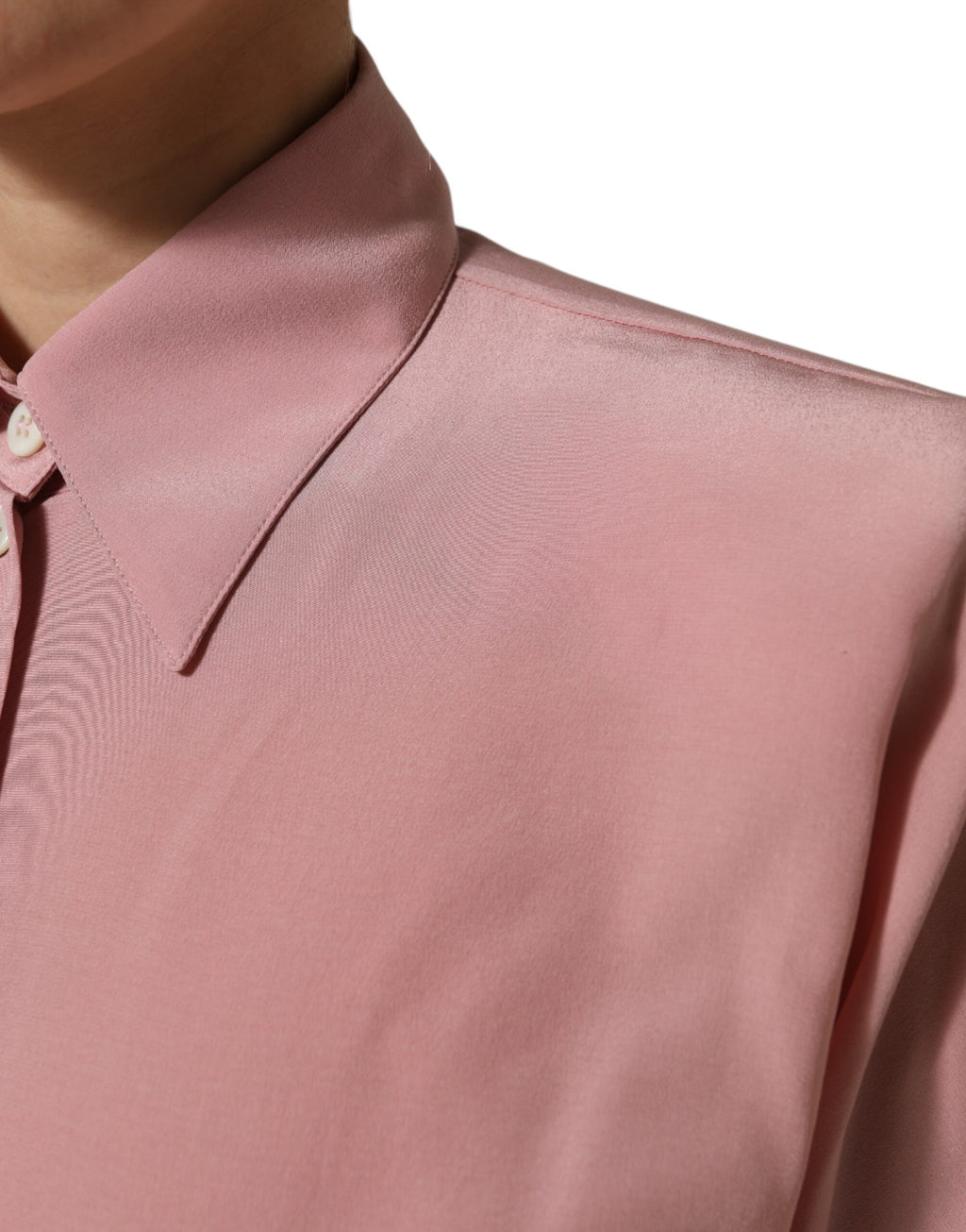 Dolce & Gabbana Pink Silk Collared Long Sleeves Blouse Top