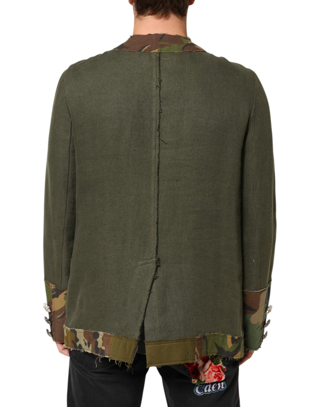 Veste boutonnée en lin camouflage marron Dolce & Gabbana