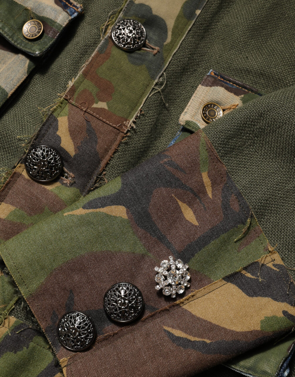 Veste boutonnée en lin camouflage marron Dolce & Gabbana