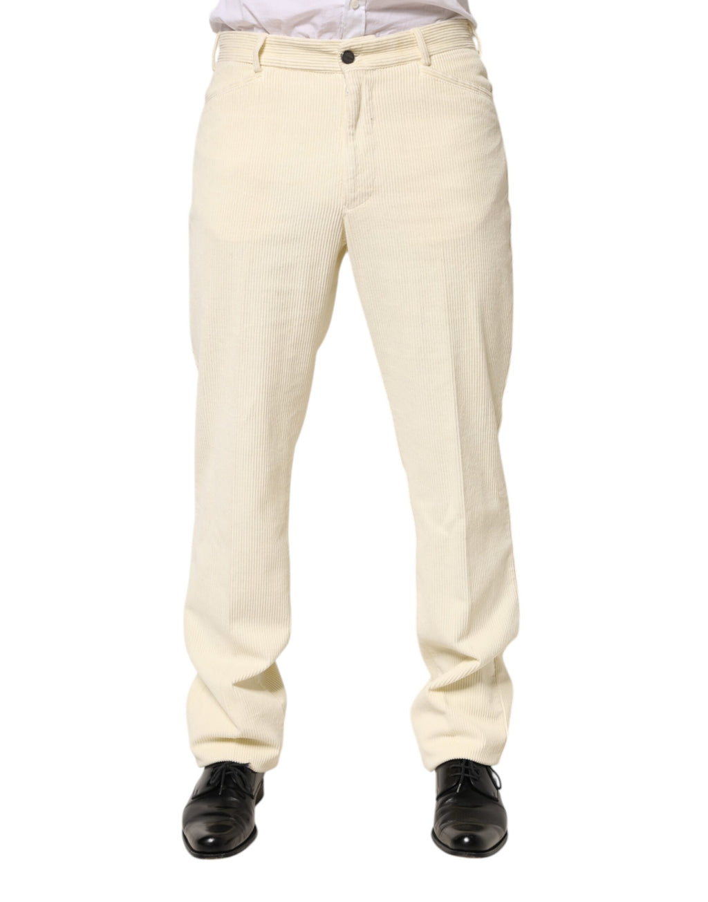 Pantalon Droit Homme en Velours Côtelé de Coton Beige Burberry