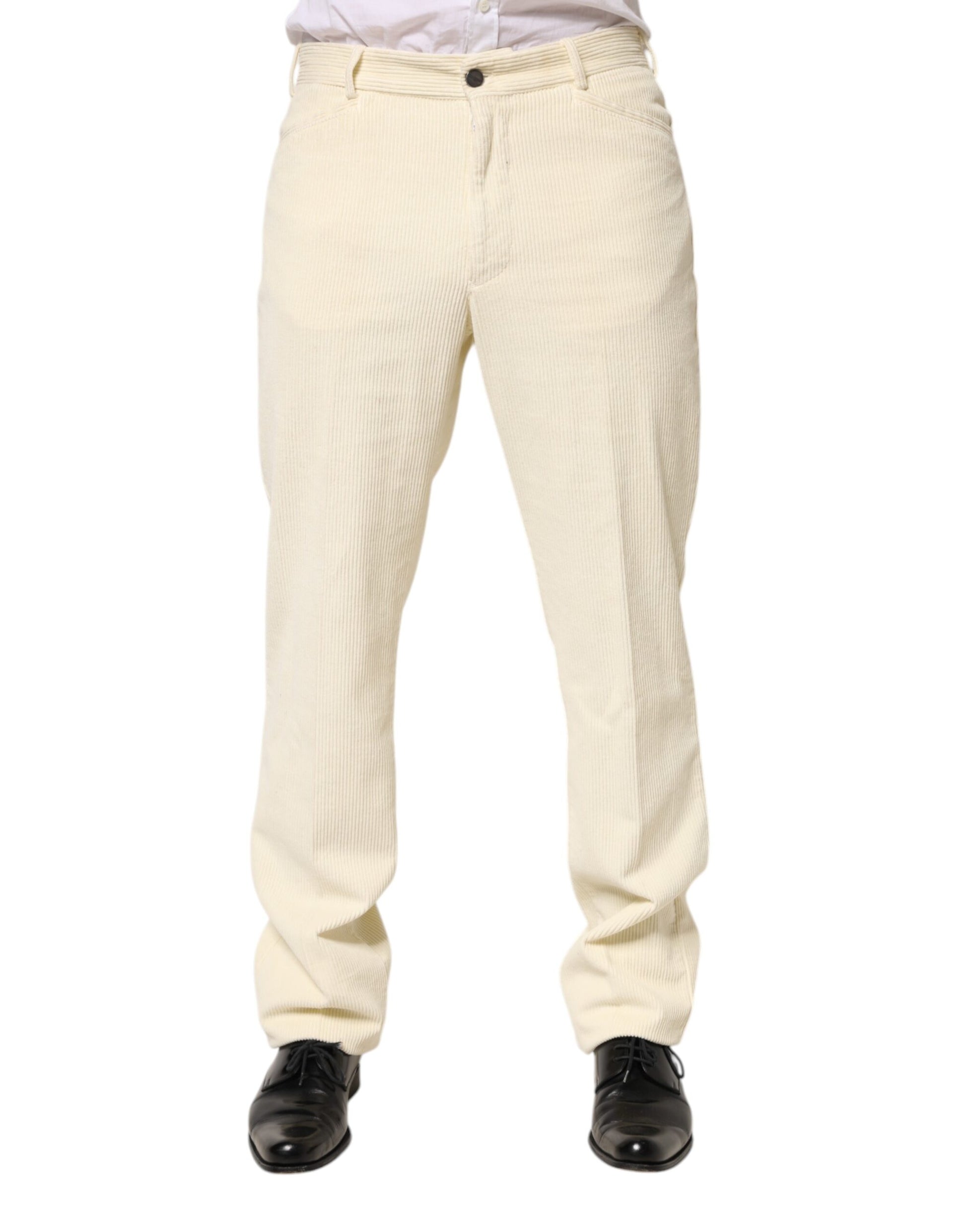 Pantalon Droit Homme en Velours Côtelé de Coton Beige Burberry