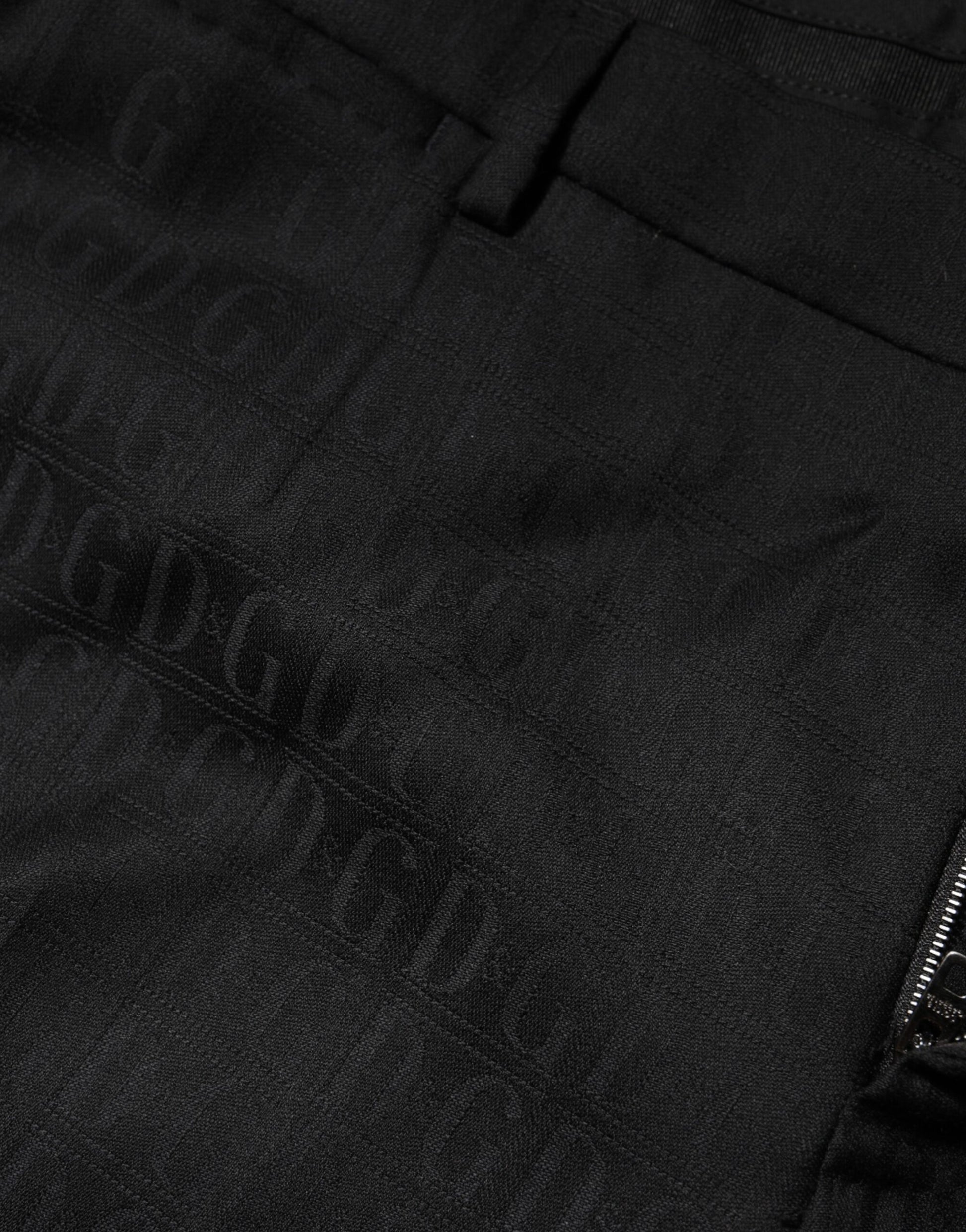 Dolce & Gabbana Black Wool Mid Waist Dress Men Trouser Pants