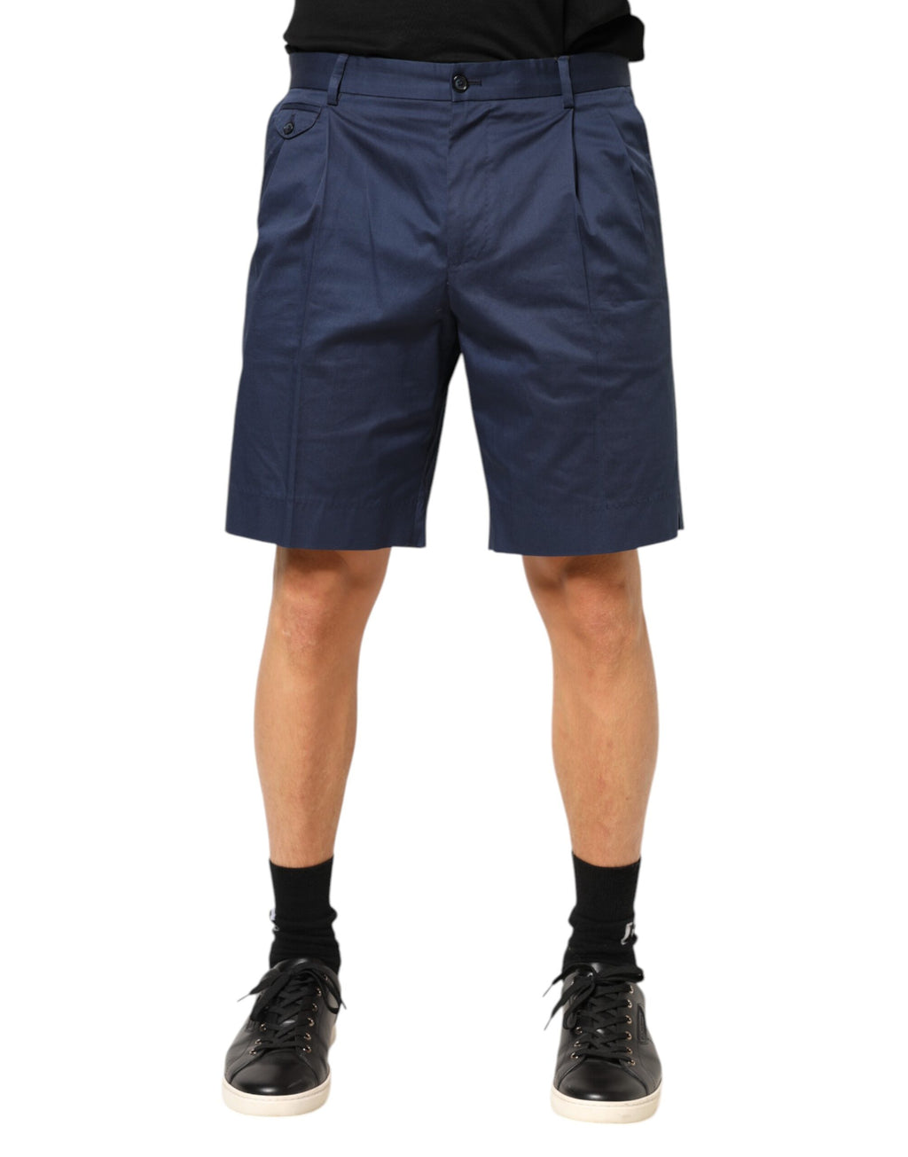 Short bermuda Dolce & Gabbana en coton mélangé stretch taille mi-haute, bleu