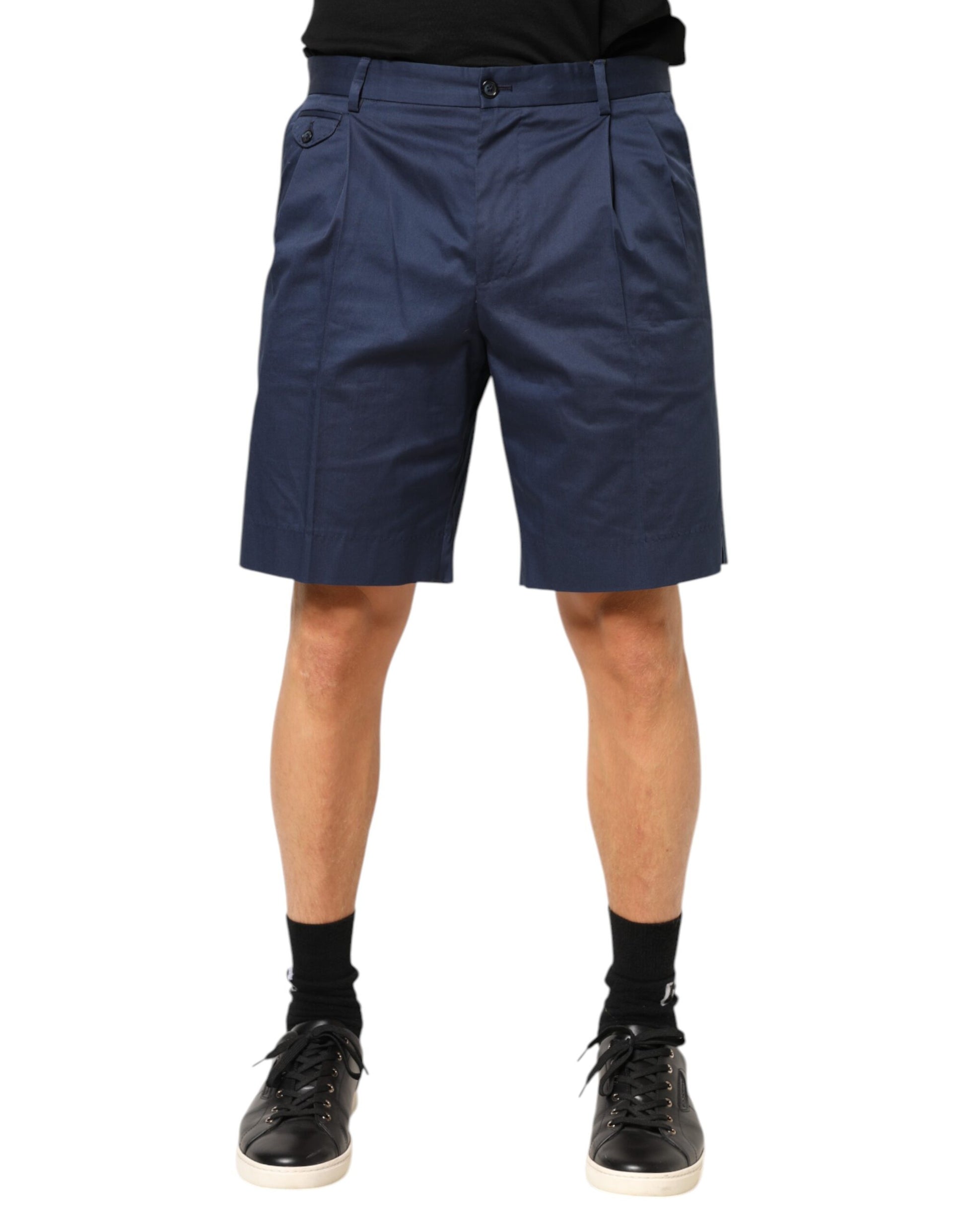 Short bermuda Dolce & Gabbana en coton mélangé stretch taille mi-haute, bleu