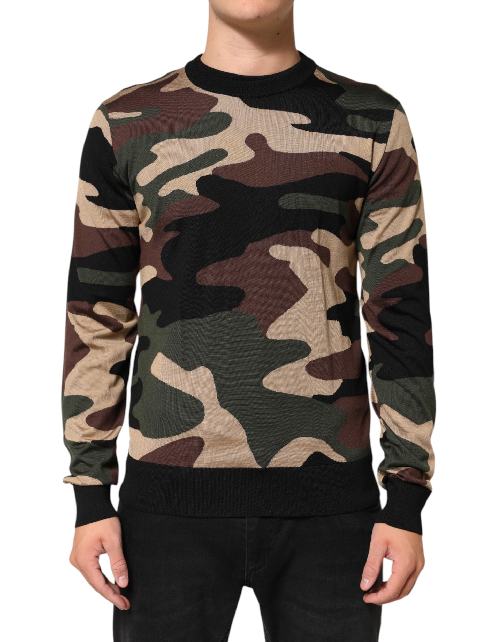 Pull ras du cou Dolce & Gabbana multicolore camouflage pour homme