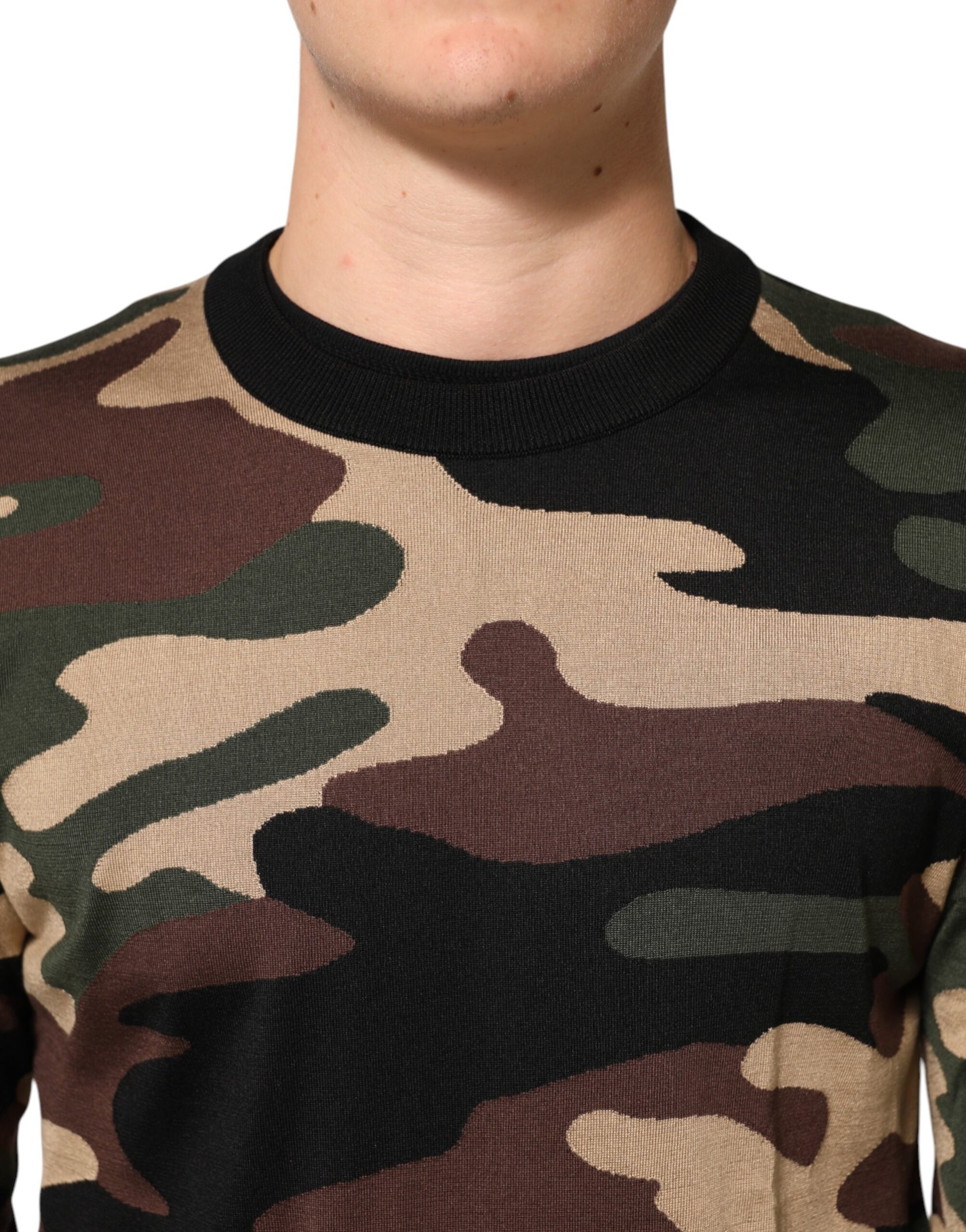 Pull ras du cou Dolce & Gabbana multicolore camouflage pour homme