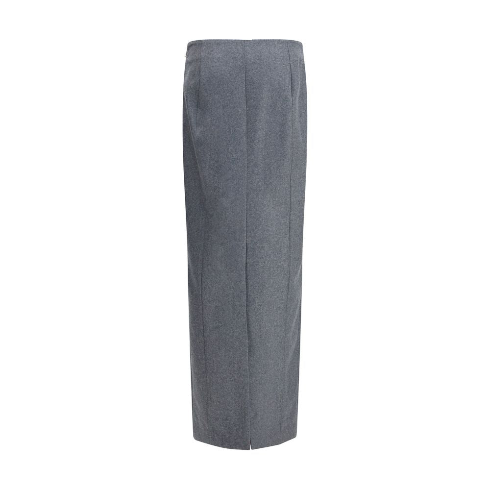 Thom Browne Gray Fleece Wool Long Skirt