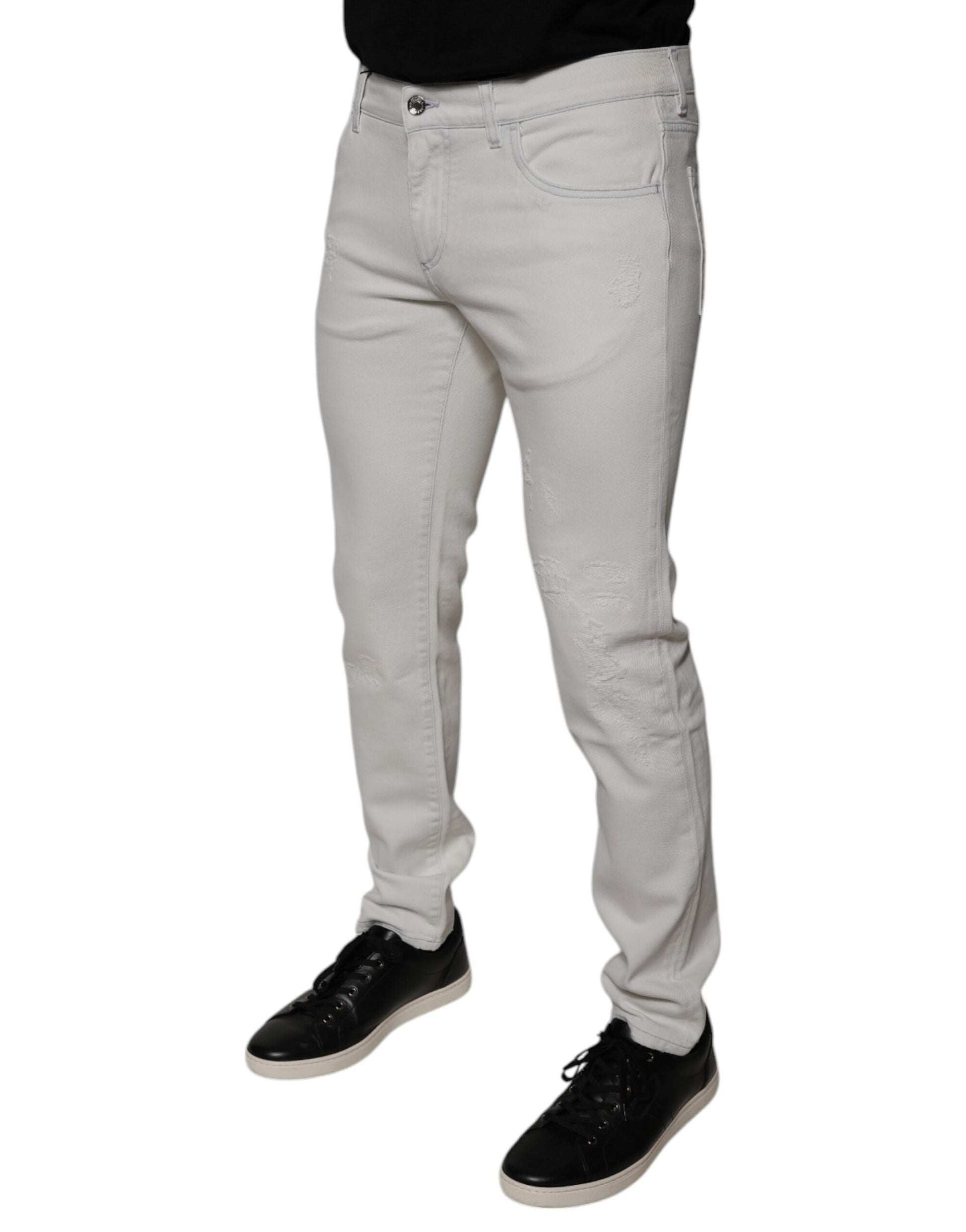 Dolce & Gabbana White Skinny Jeans for Men detail view