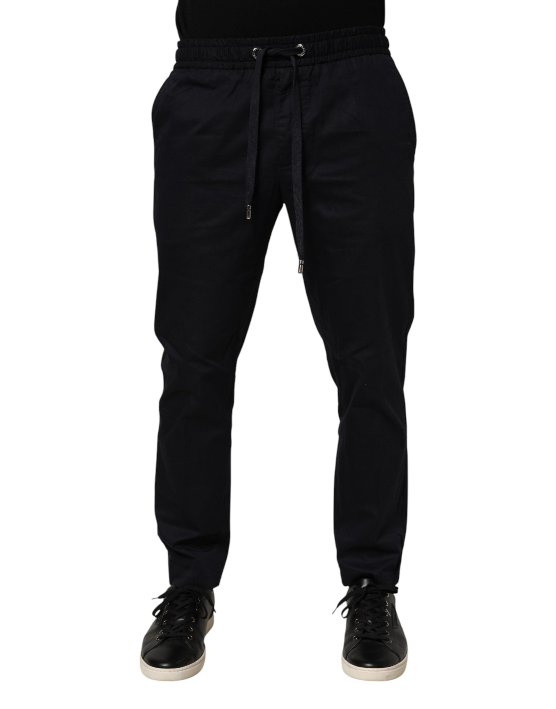 Pantalon de jogging Dolce & Gabbana noir taille mi-haute à cordon de serrage pour homme