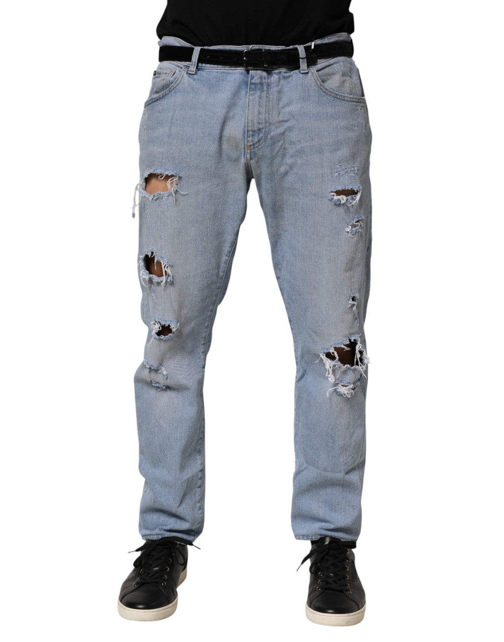 Jean slim en denim en coton vieilli bleu Dolce & Gabbana