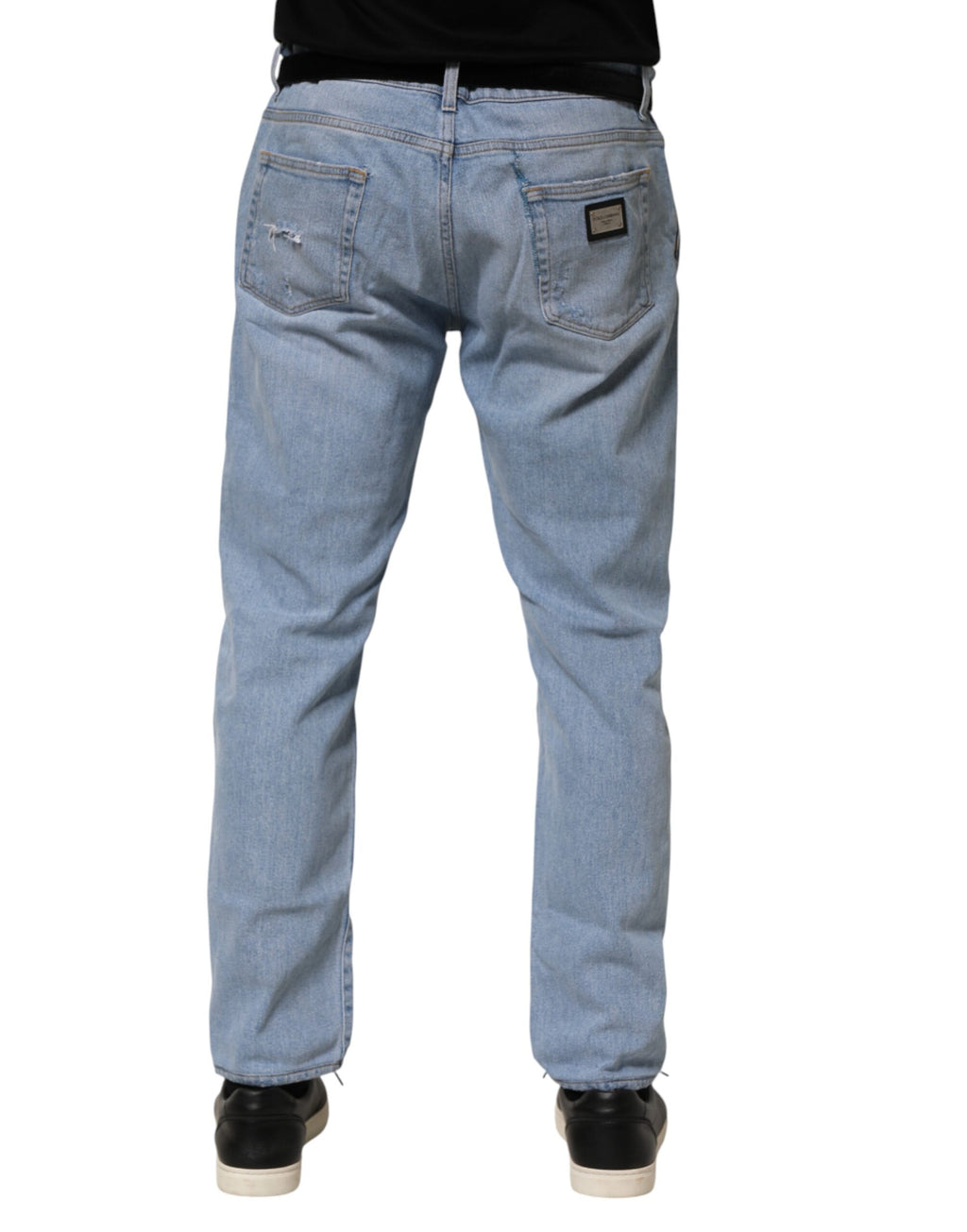 Jean slim en denim en coton vieilli bleu Dolce & Gabbana