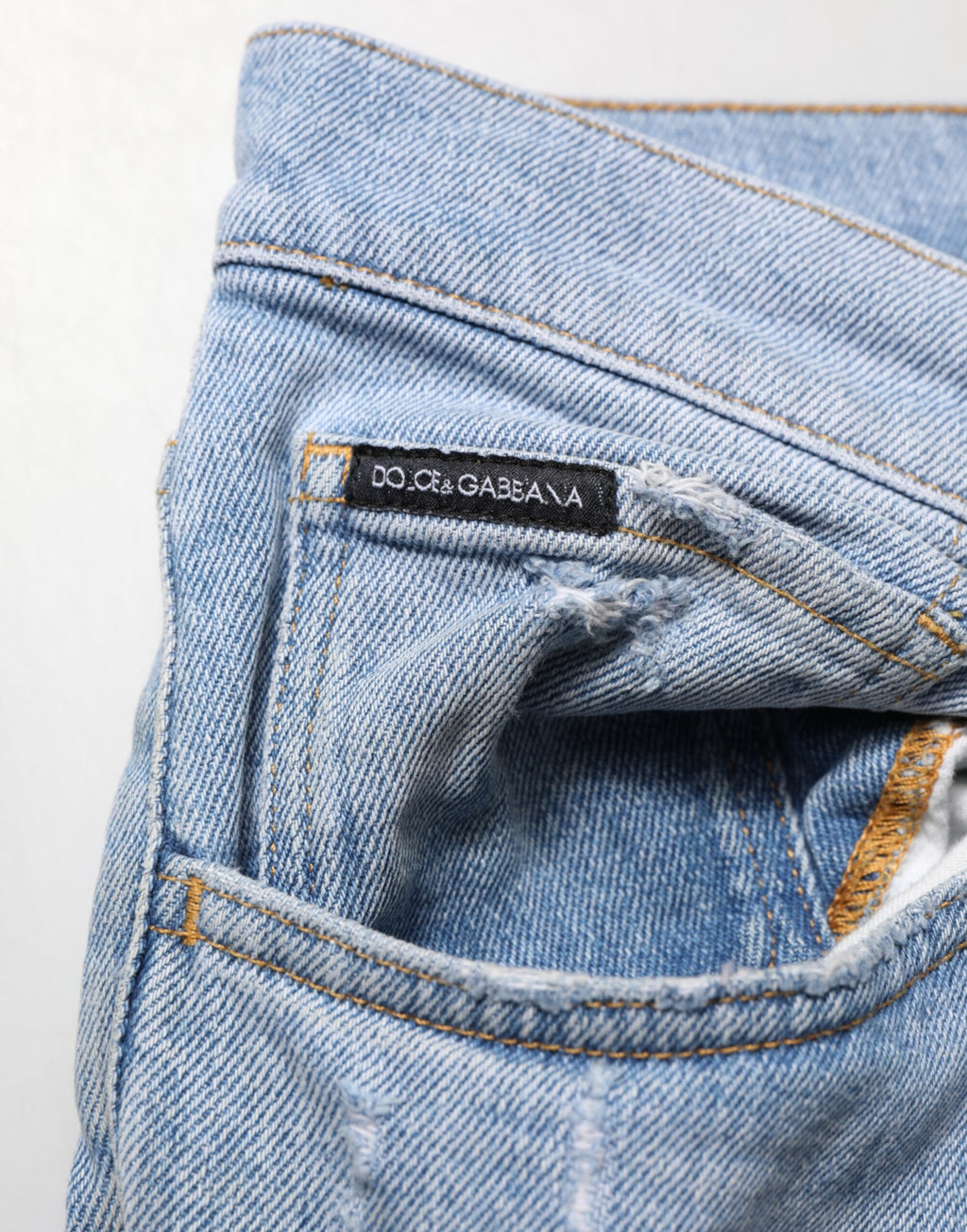 Jean slim en denim en coton vieilli bleu Dolce & Gabbana