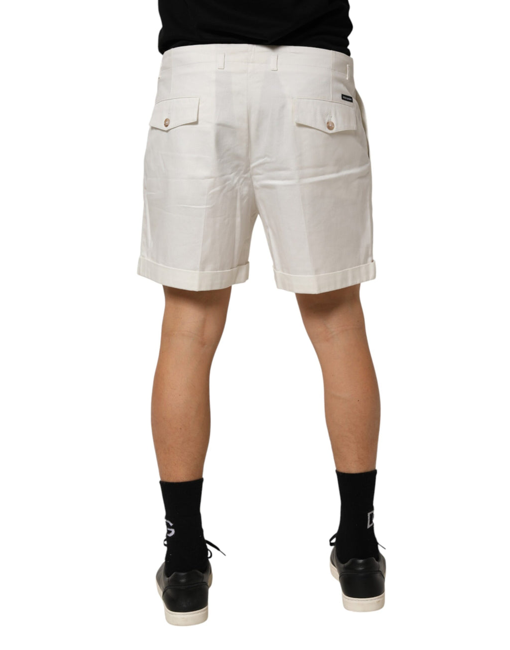 Dolce & Gabbana White Cotton Mid Waist Men Bermuda Shorts