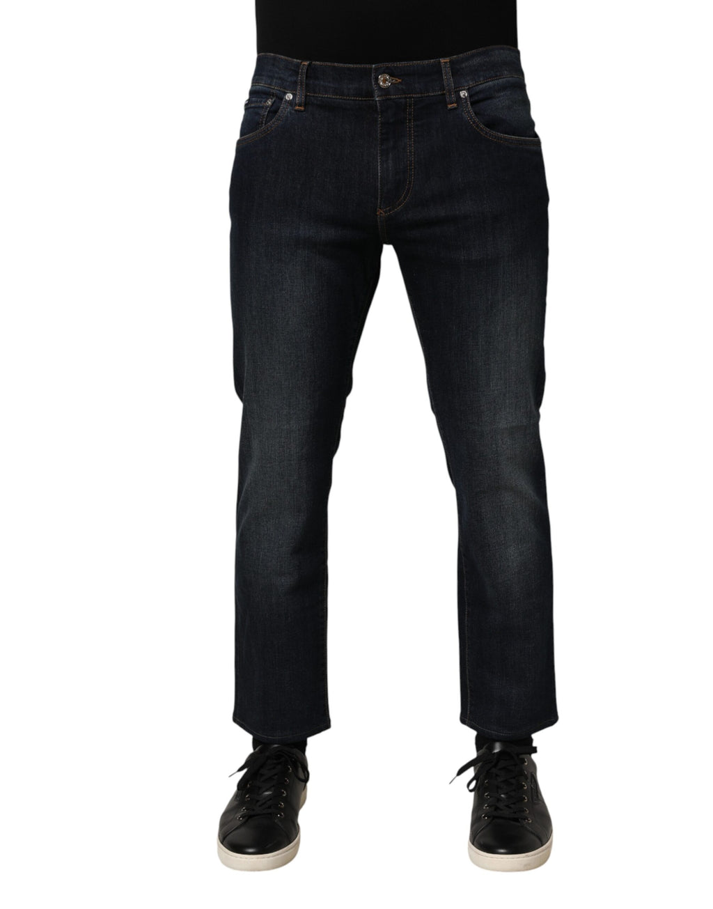 Jean slim en denim de coton bleu foncé Dolce & Gabbana pour homme
