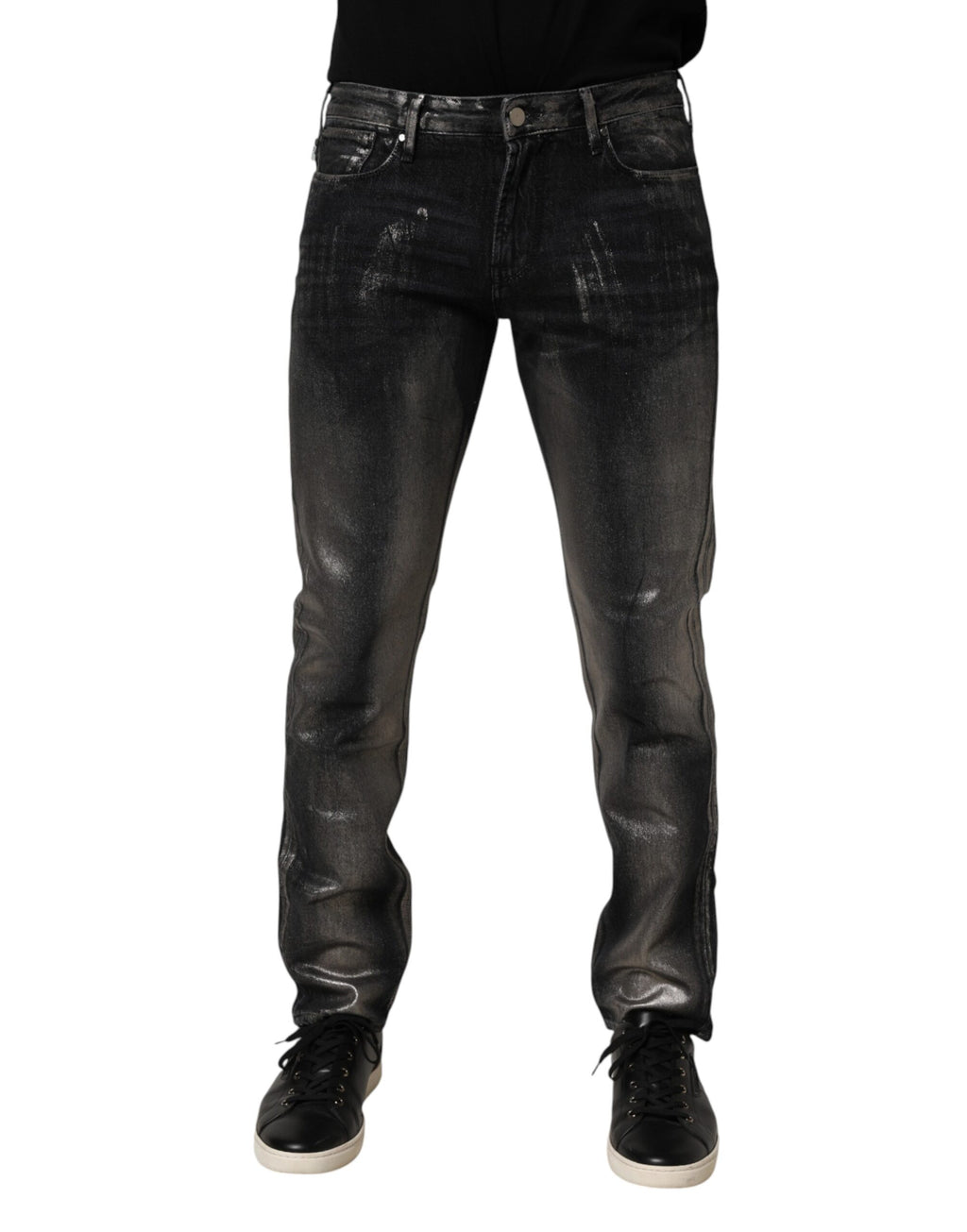 Jean slim délavé noir pour homme Emporio Armani