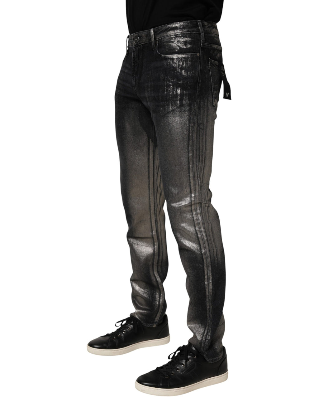 Jean slim délavé noir pour homme Emporio Armani