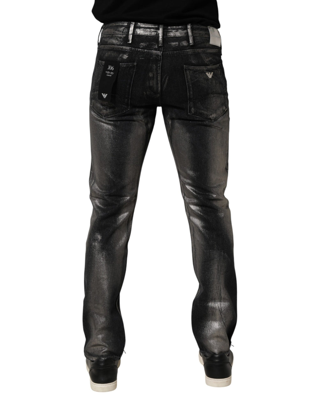 Jean slim délavé noir pour homme Emporio Armani