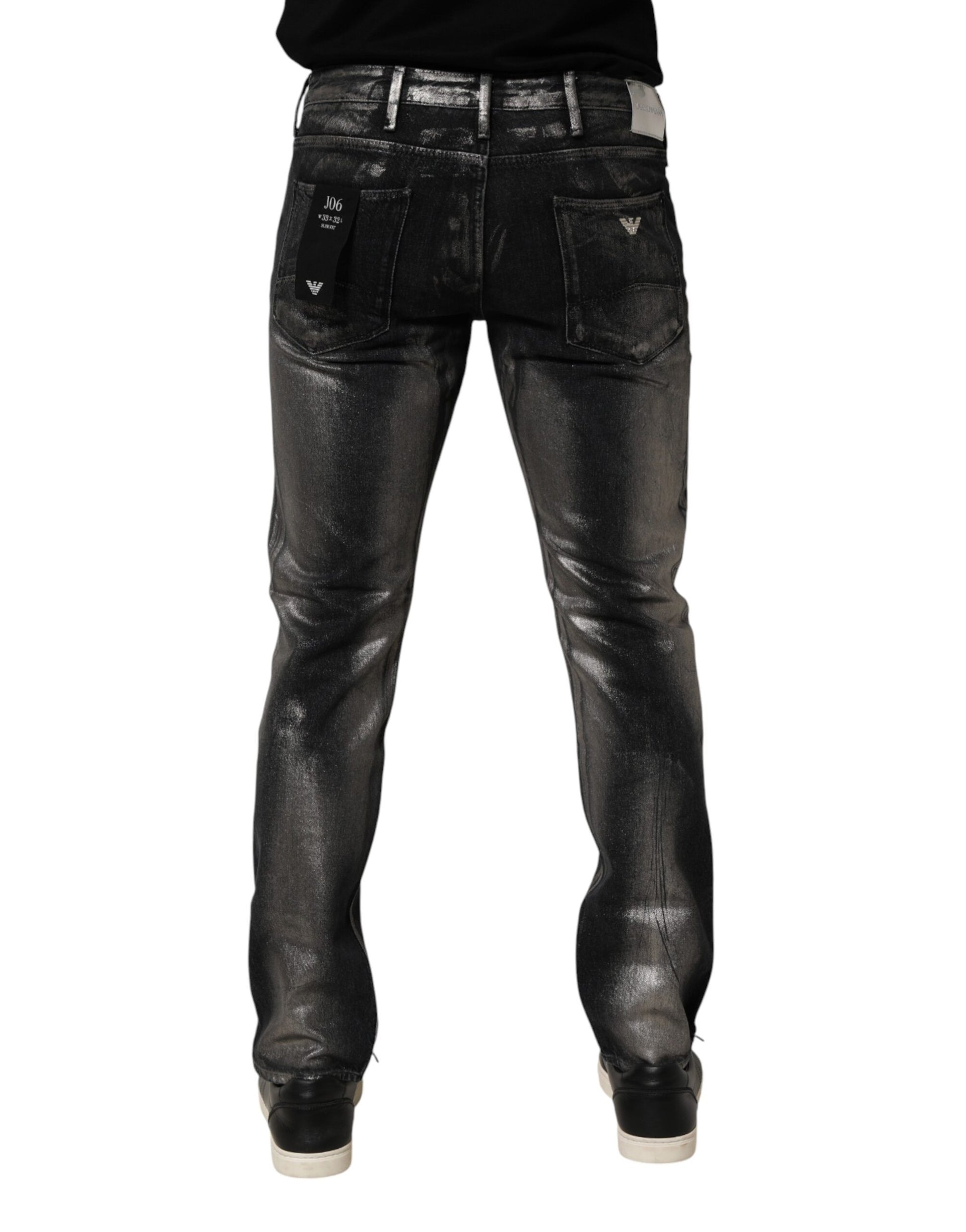 Jean slim délavé noir pour homme Emporio Armani