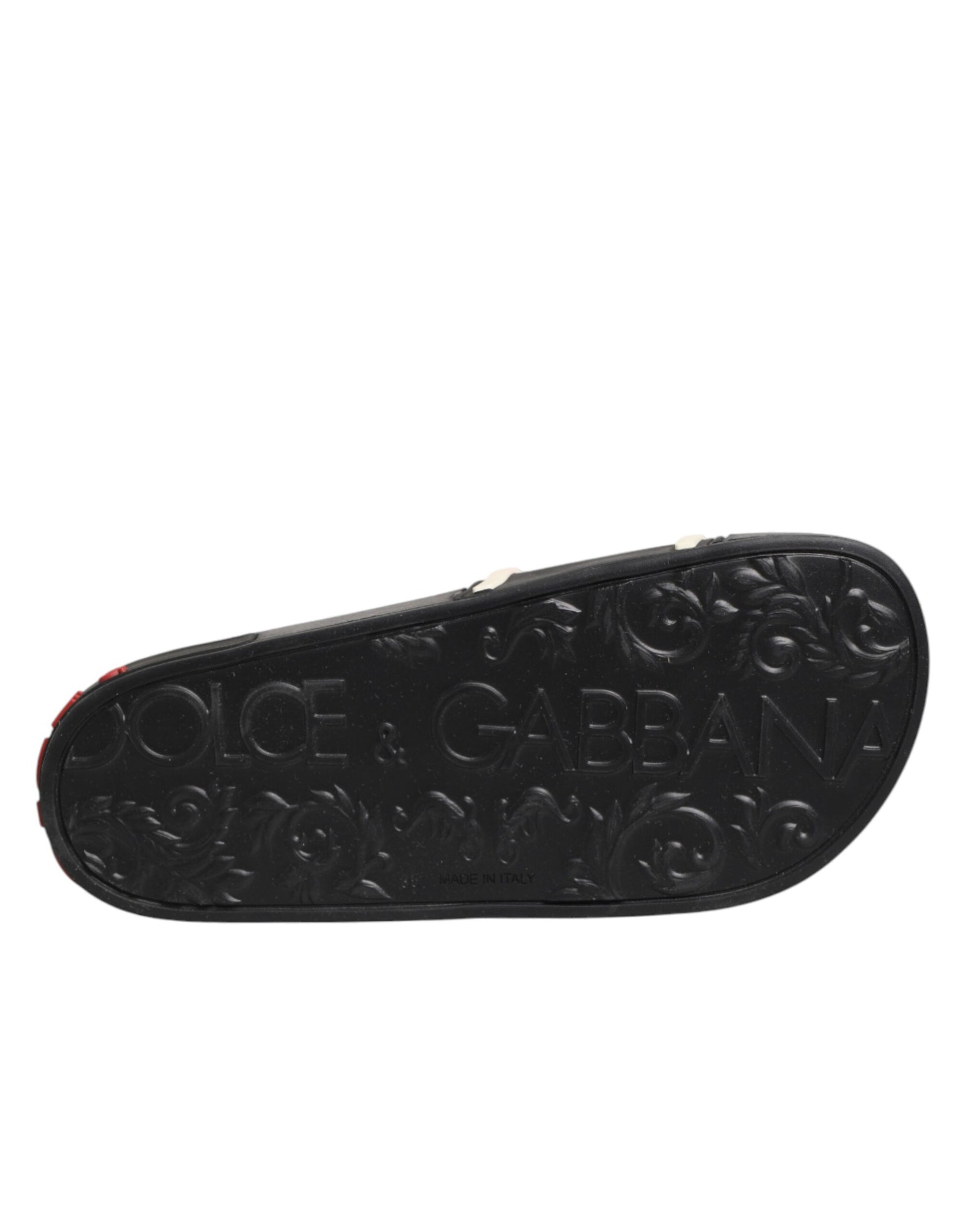 Dolce & Gabbana Black Rubber Slides Sandals Beachwear Shoes