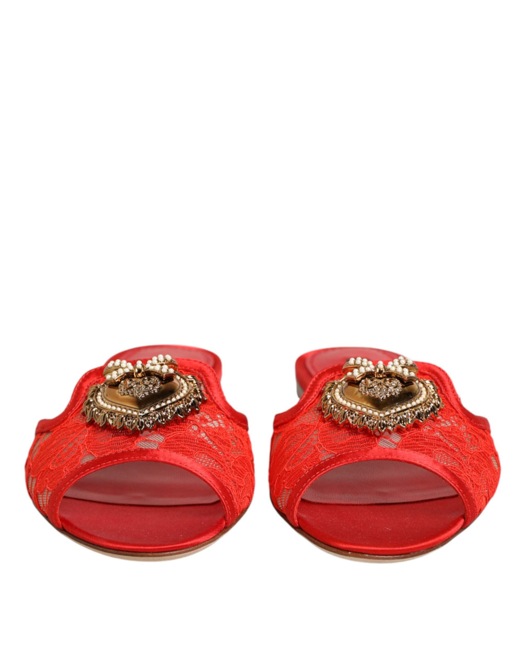 Chaussures plates à enfiler en dentelle Dolce & Gabbana Red Devotion