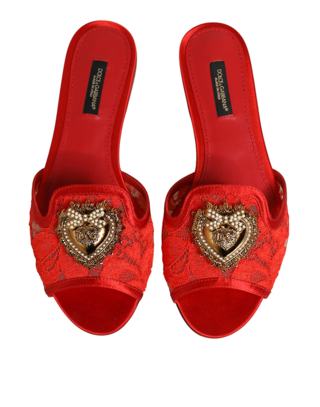 Chaussures plates à enfiler en dentelle Dolce & Gabbana Red Devotion