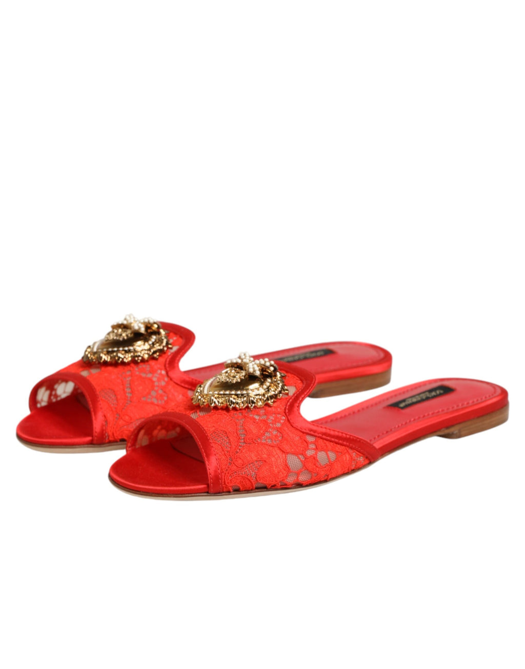 Chaussures plates à enfiler en dentelle Dolce & Gabbana Red Devotion