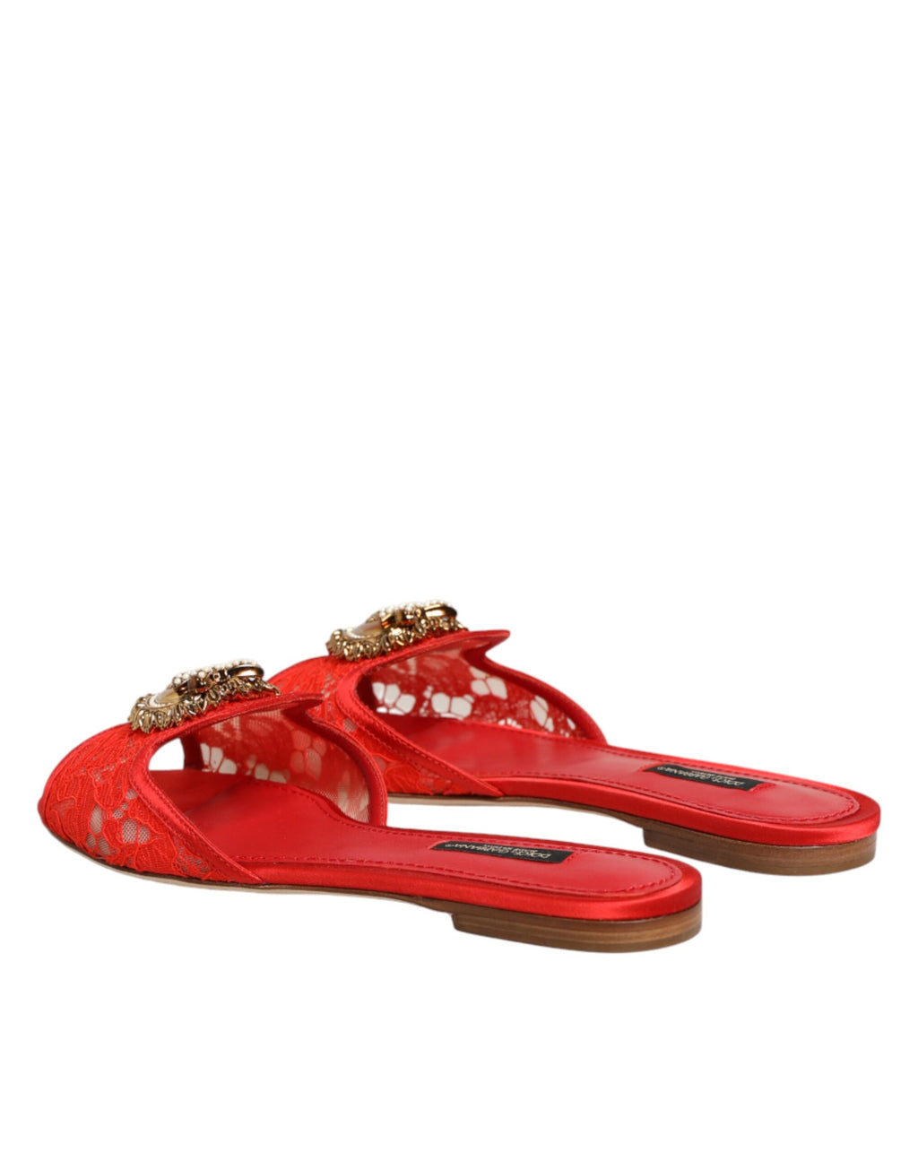 Chaussures plates à enfiler en dentelle Dolce & Gabbana Red Devotion