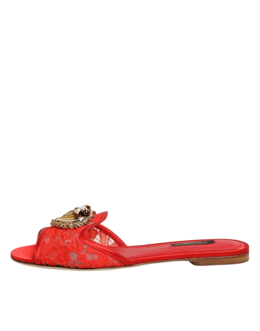 Chaussures plates à enfiler en dentelle Dolce & Gabbana Red Devotion