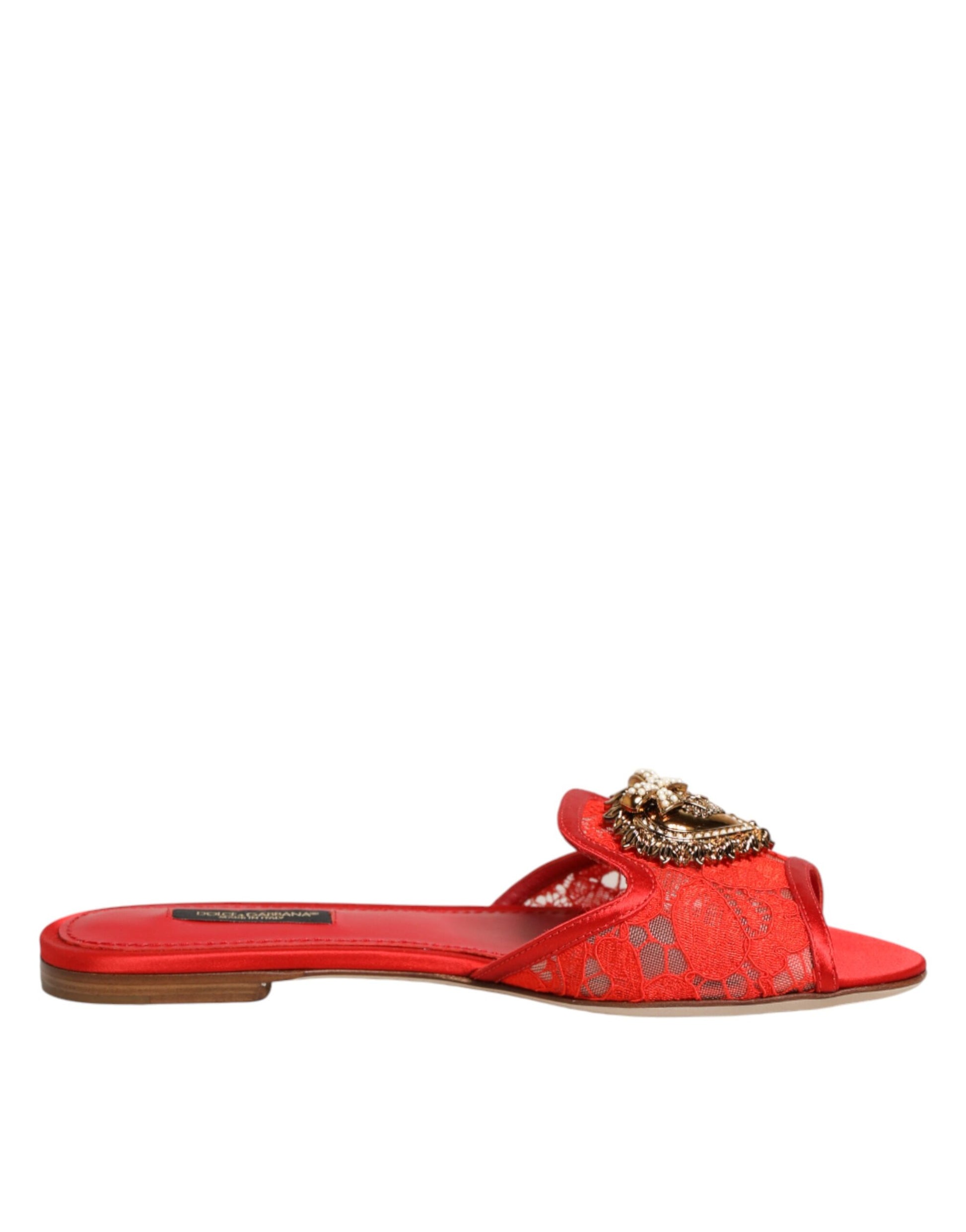 Chaussures plates à enfiler en dentelle Dolce & Gabbana Red Devotion