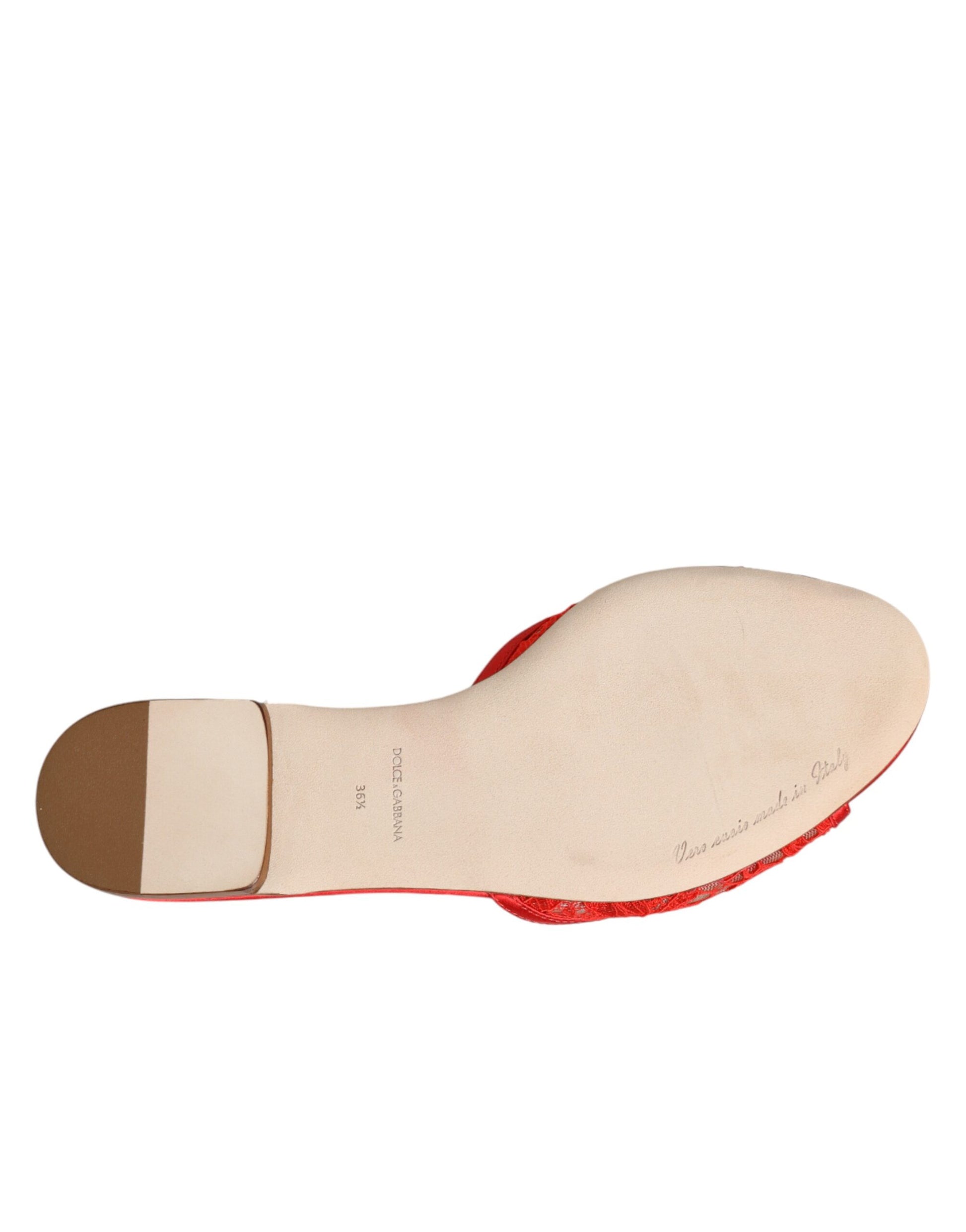 Chaussures plates à enfiler en dentelle Dolce & Gabbana Red Devotion