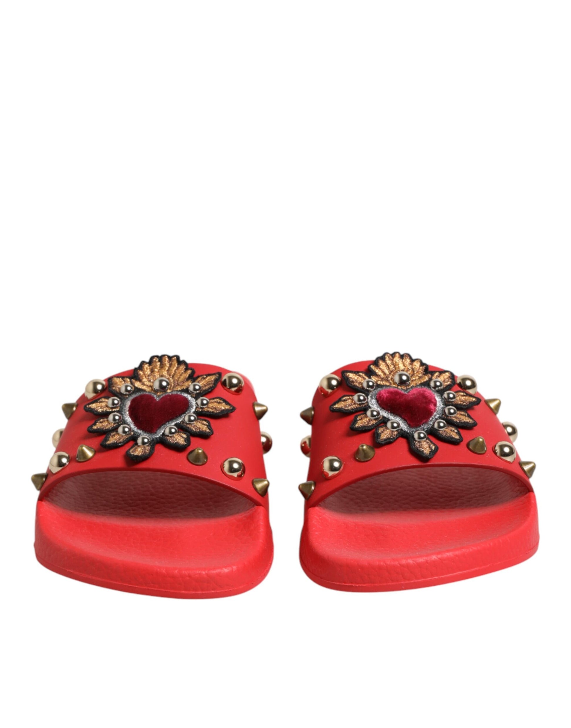 Mules Dolce & Gabbana rouges à clous Sacré-Cœur Chaussures de plage