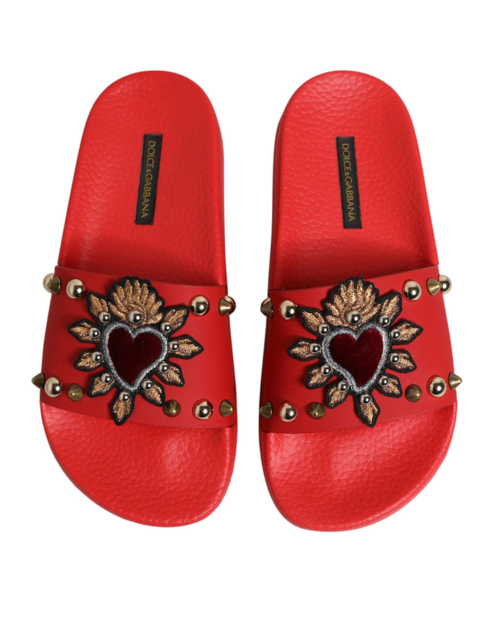 Mules Dolce & Gabbana rouges à clous Sacré-Cœur Chaussures de plage