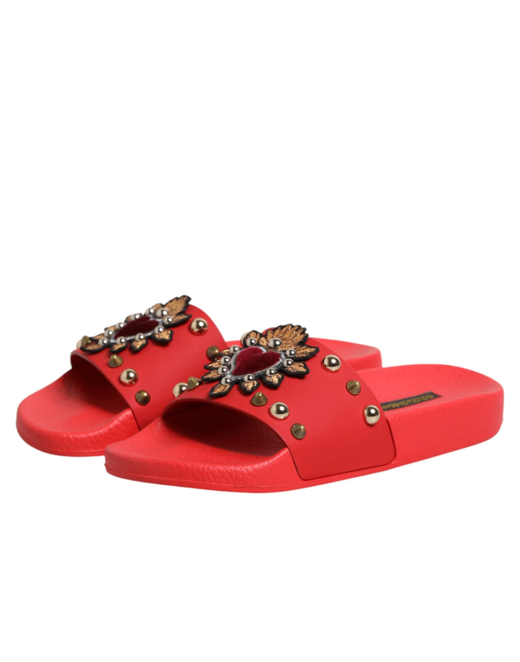 Mules Dolce & Gabbana rouges à clous Sacré-Cœur Chaussures de plage