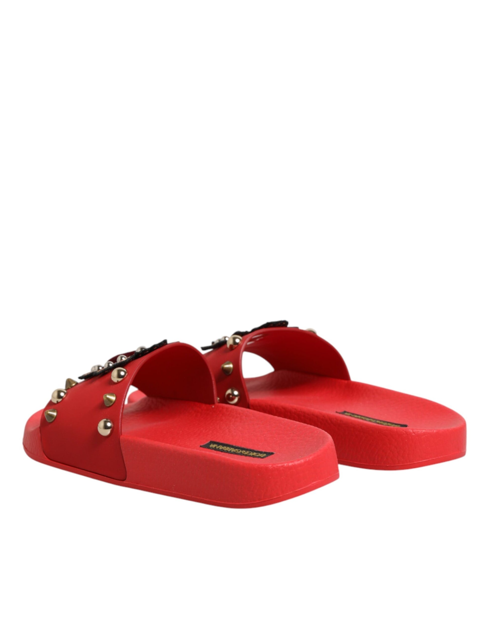 Mules Dolce & Gabbana rouges à clous Sacré-Cœur Chaussures de plage