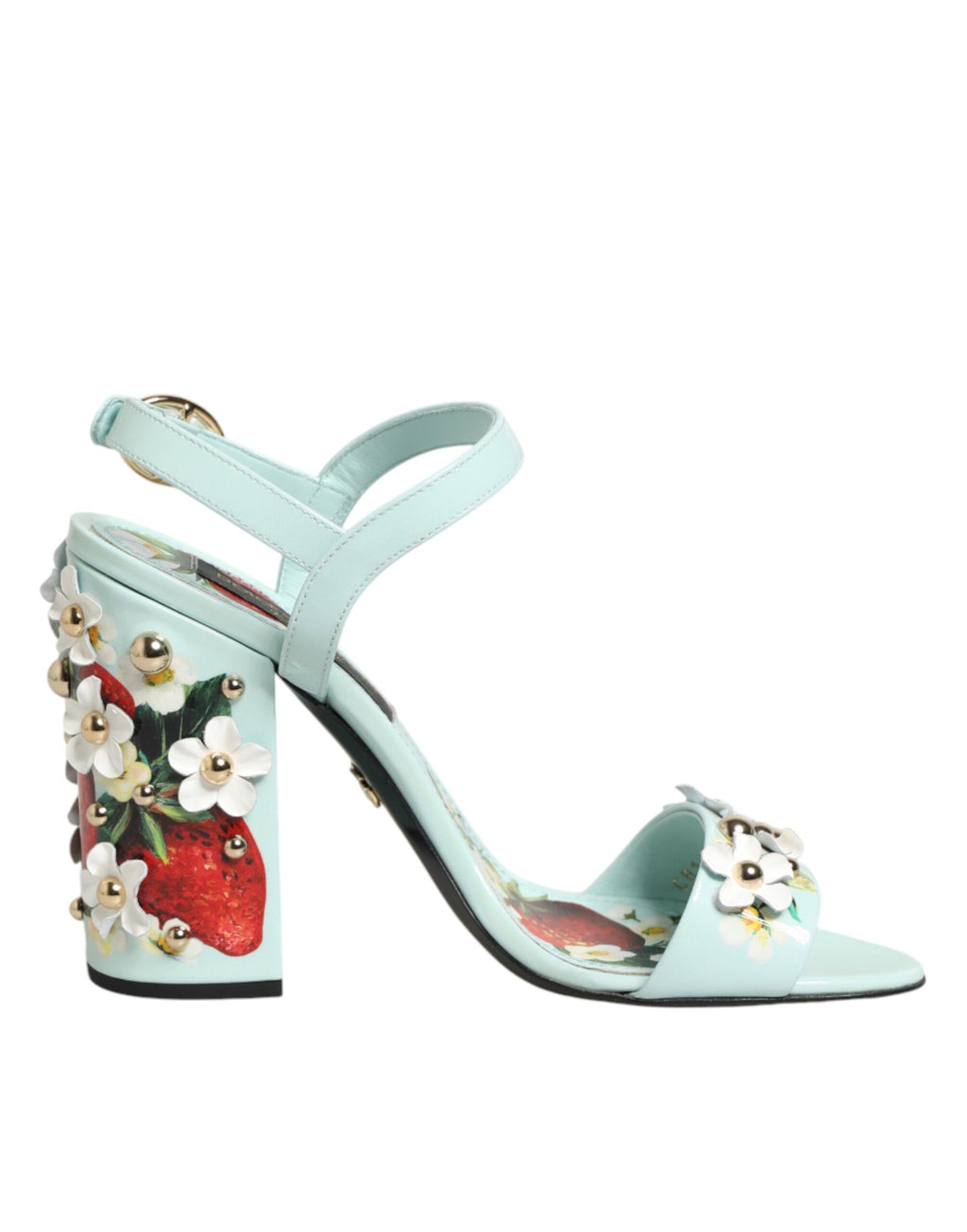 Chaussures Sandales à Talons Cloutées Florales Vert Menthe Dolce & Gabbana
