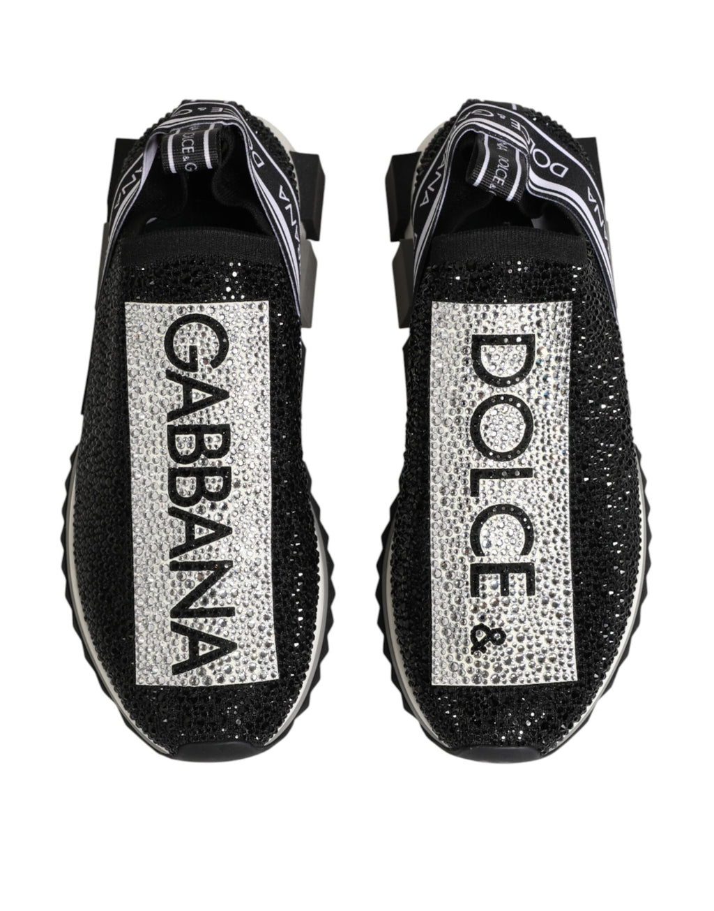 Chaussures Sneakers Sorrento Dolce & Gabbana Noires Argentées à Enfiler